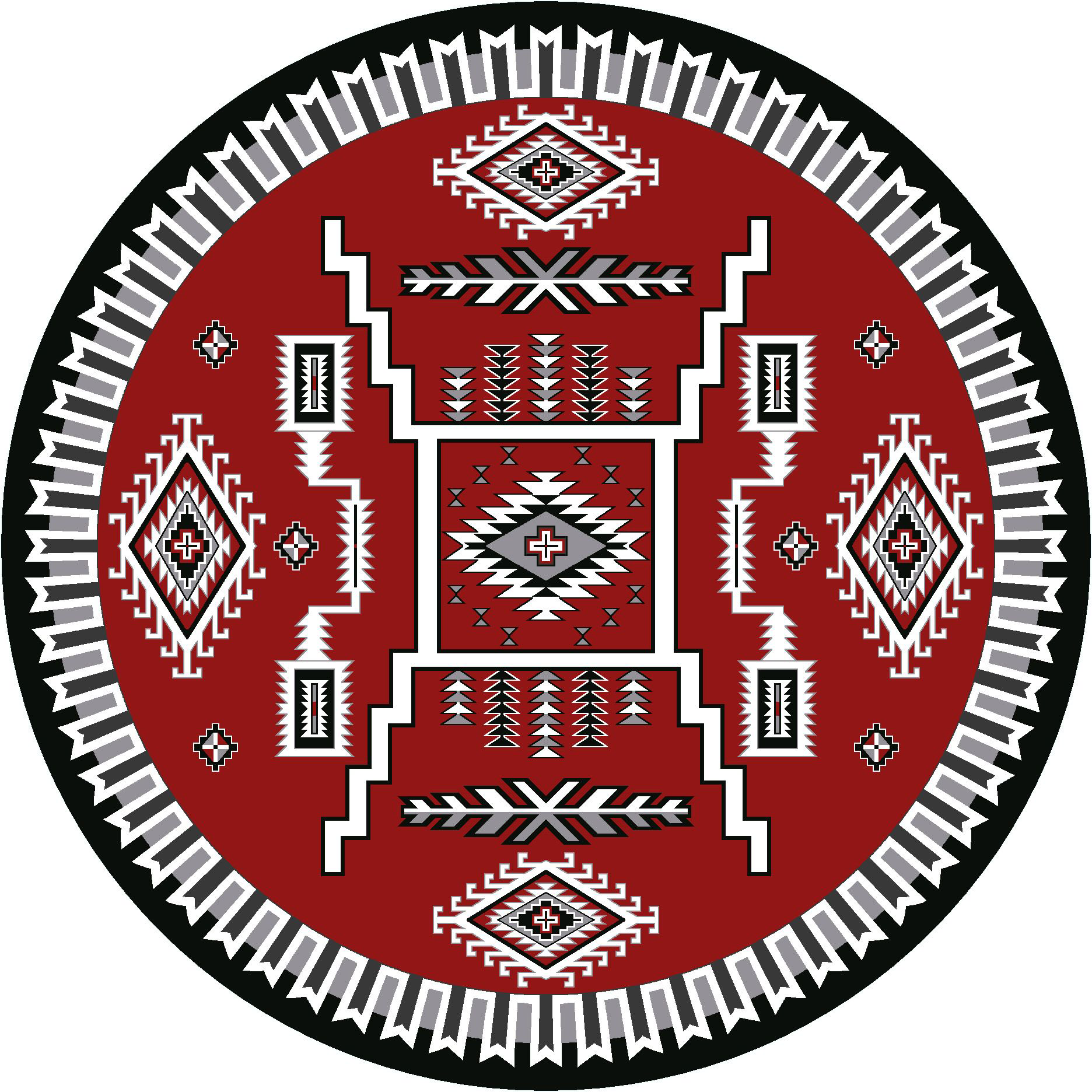 American Dakota Cloudburst Area Rug - Red - 8 Round