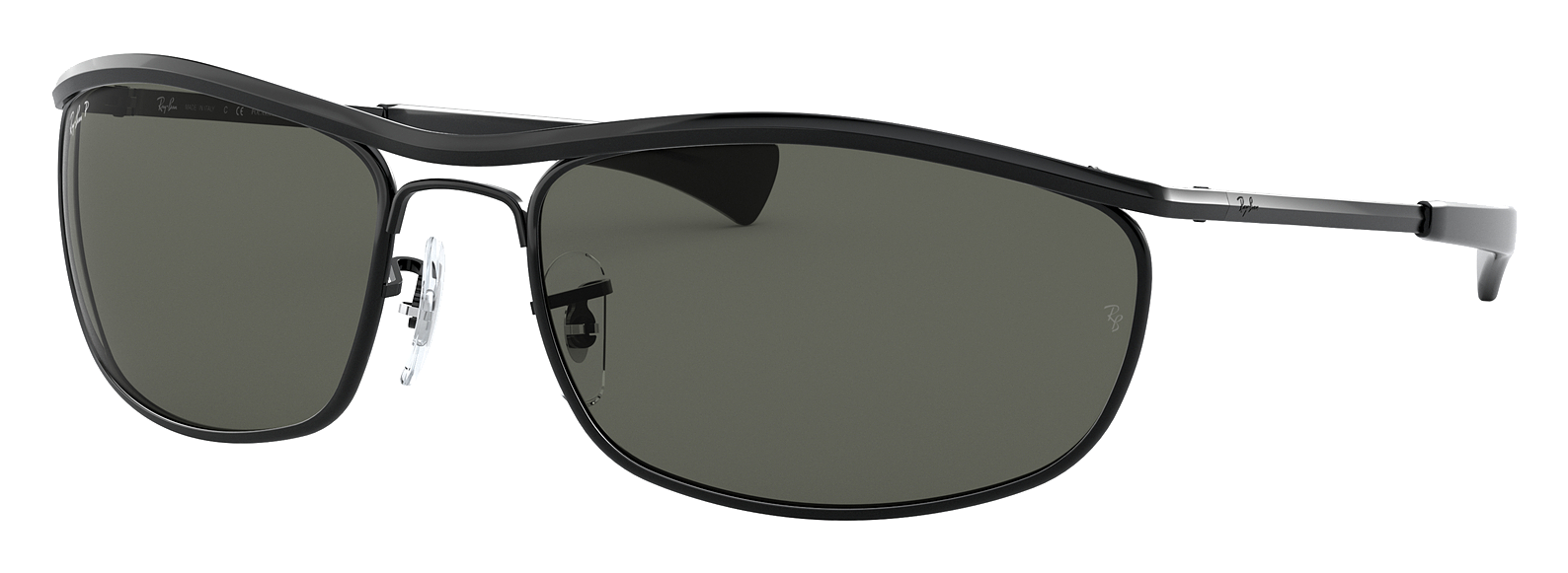 Ray-Ban Olympian I Deluxe RB3119M Glass Polarized Sunglasses - Polished Black/Green Classic G-15 - Large