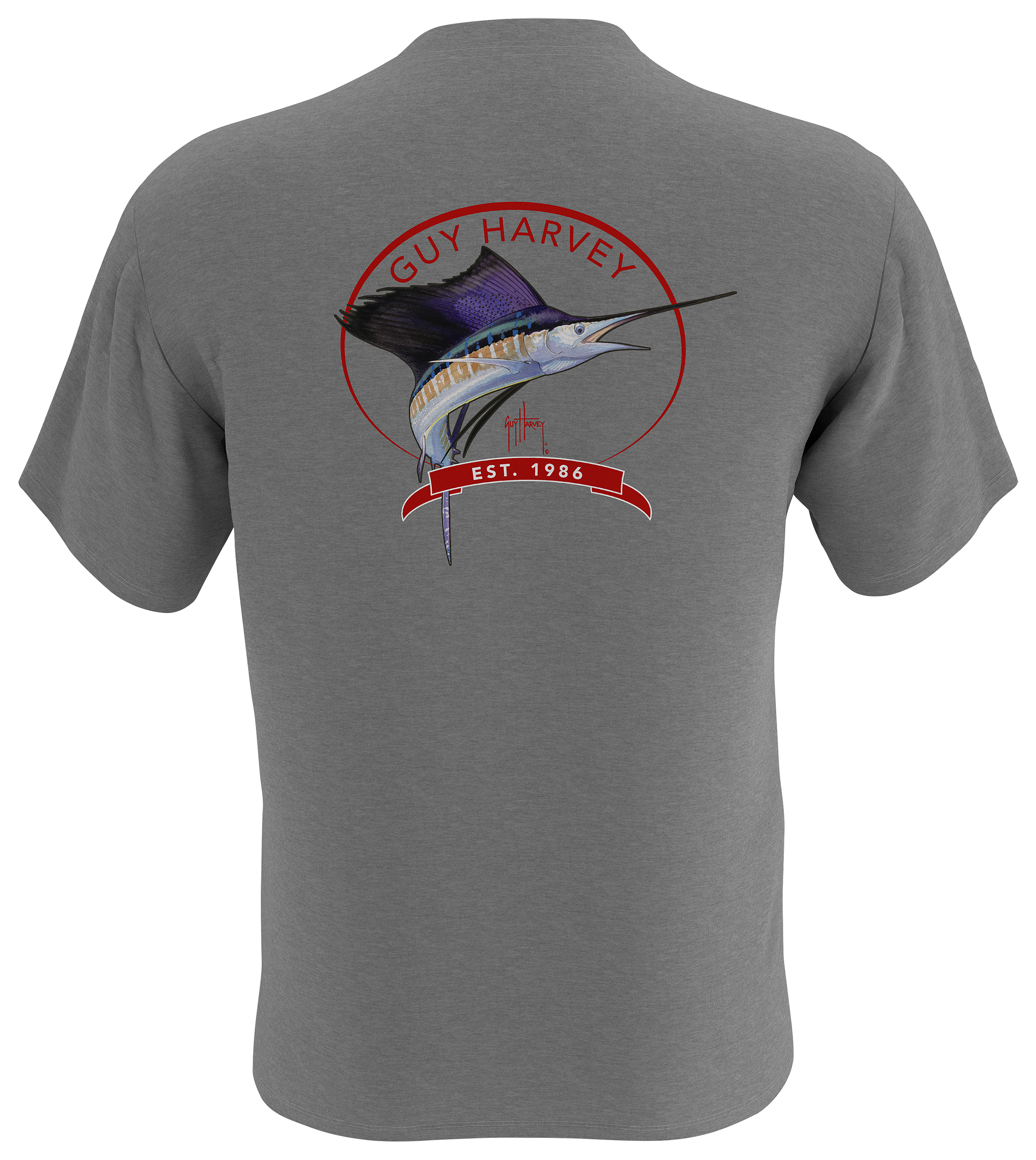 Guy Harvey Core Sailfish Short-Sleeve Pocket T-Shirt for Men - Sport Grey H