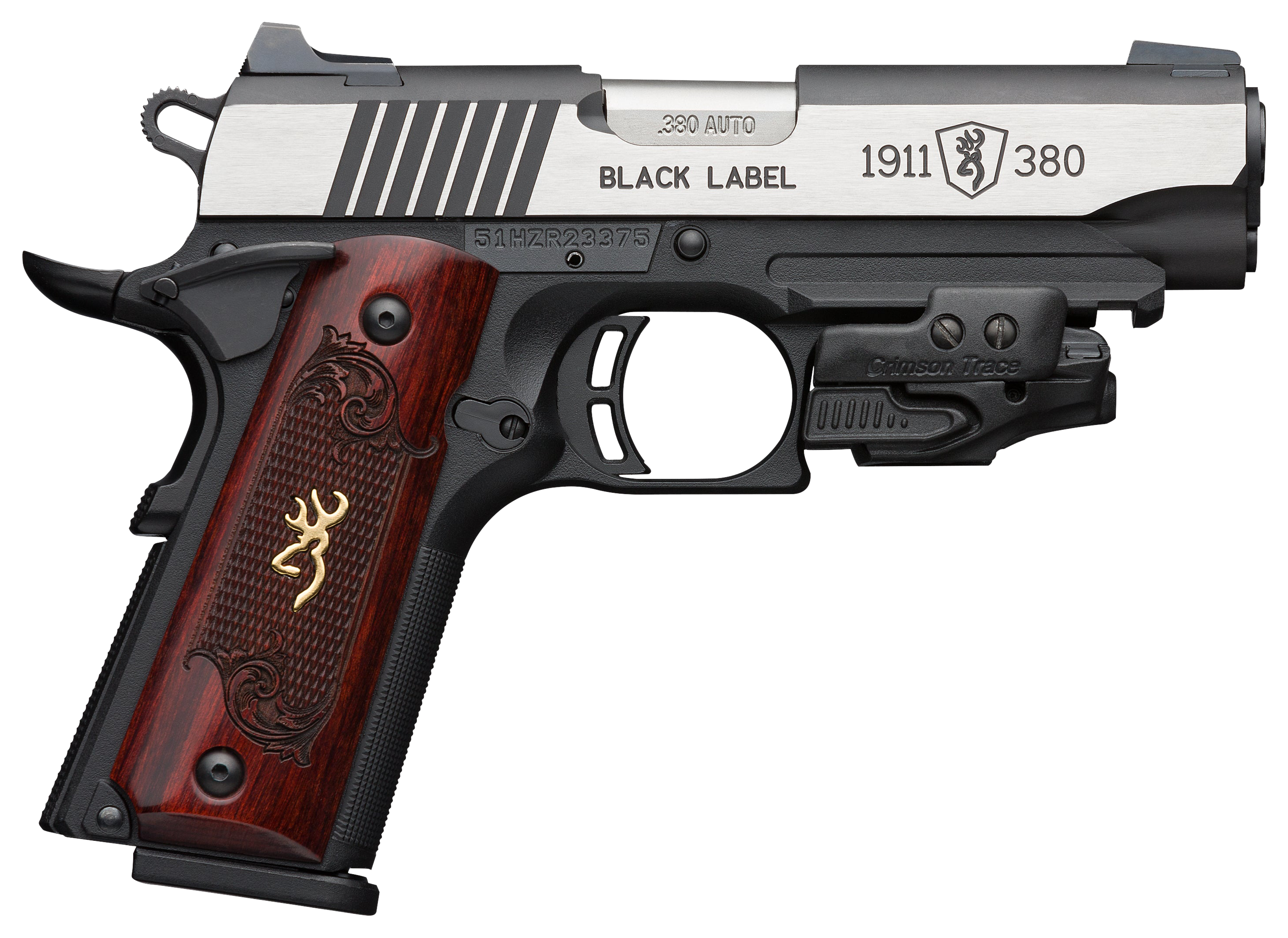 Browning 1911-380 Black Label Medallion Semi-Auto Pistol with Crimson Trace Rail Master Laser Sight - Browning