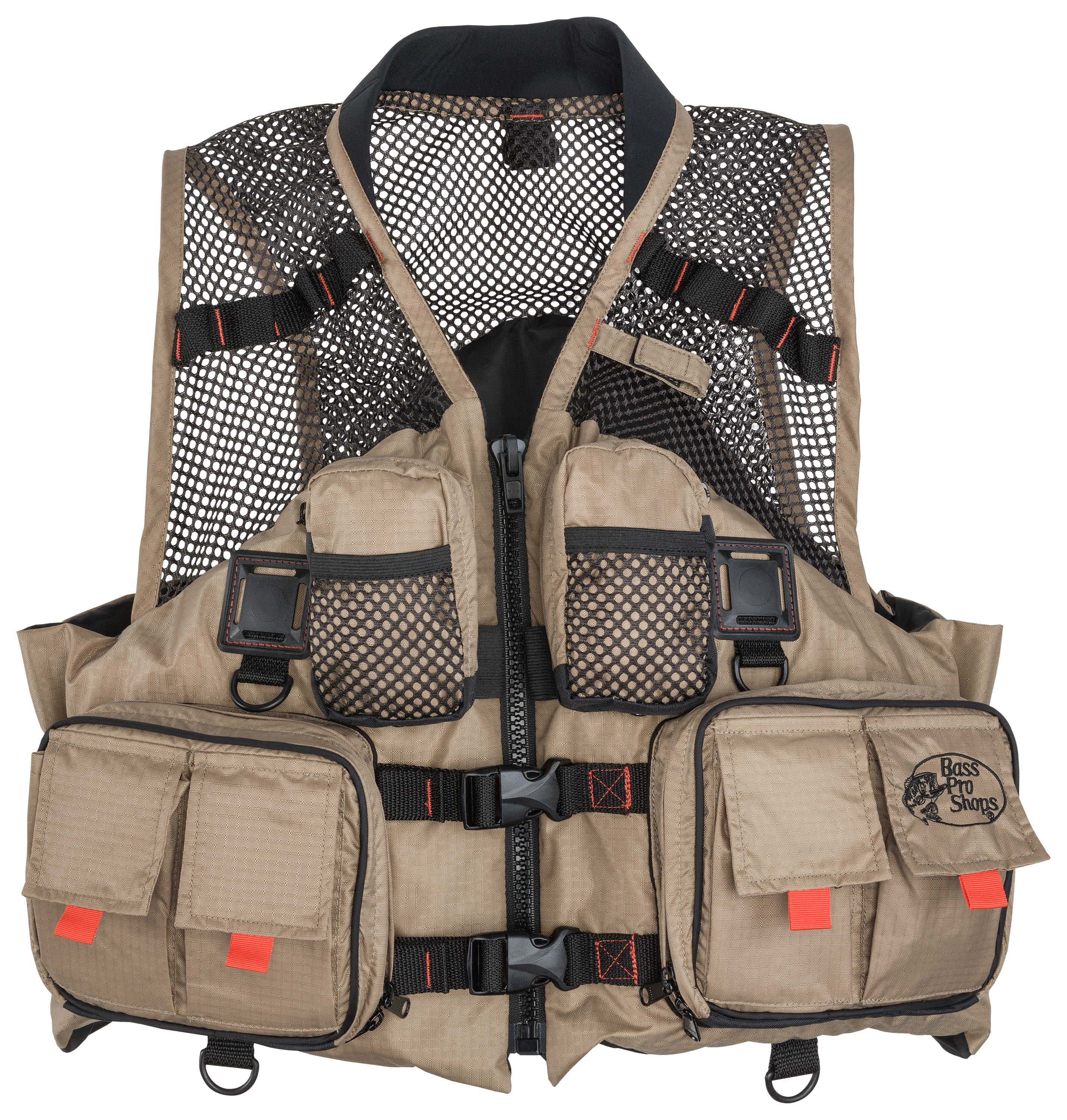 Image of Bass Pro Shops Tournament Fishing Mesh Life Jacket - Tan - M