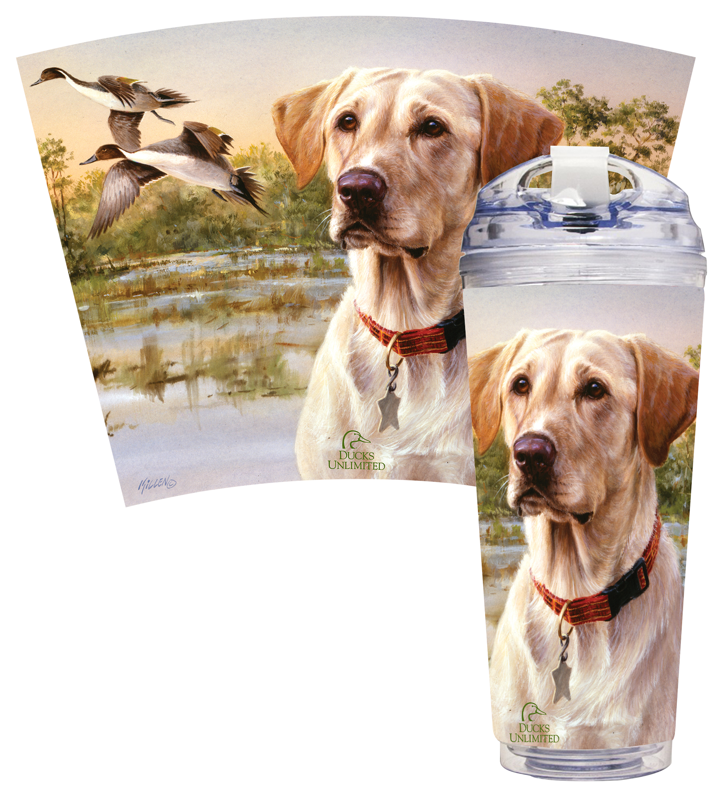Ducks Unlimited Bailey Yellow Lab with Pintails Insulated Wrap Hinged Lid T