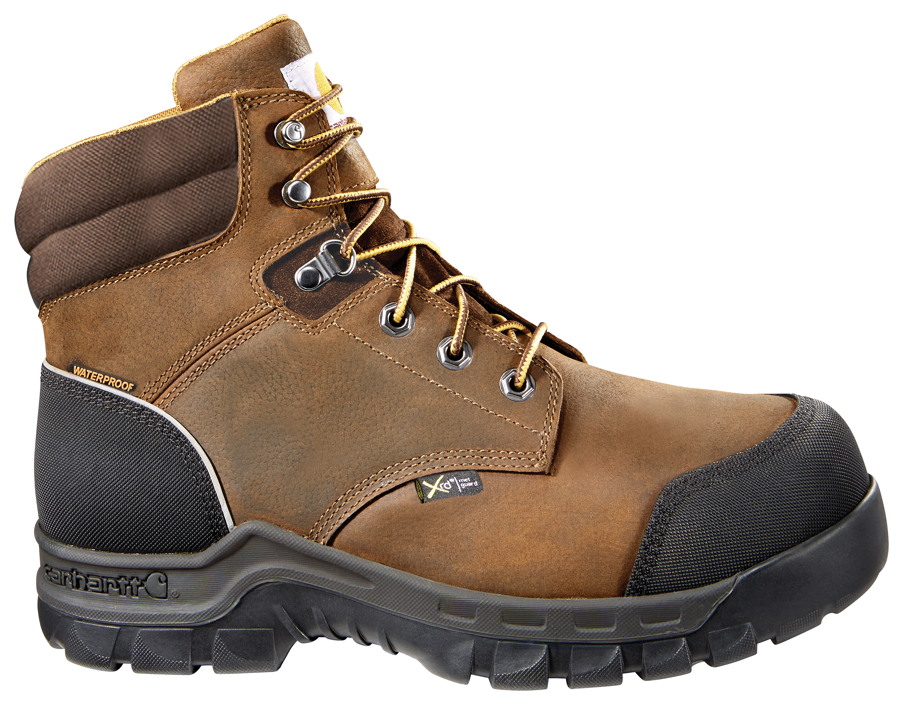 Image of Carhartt 6' Met Guard Waterproof Safety Toe Work Boots for Men - Brown Leather - 10M