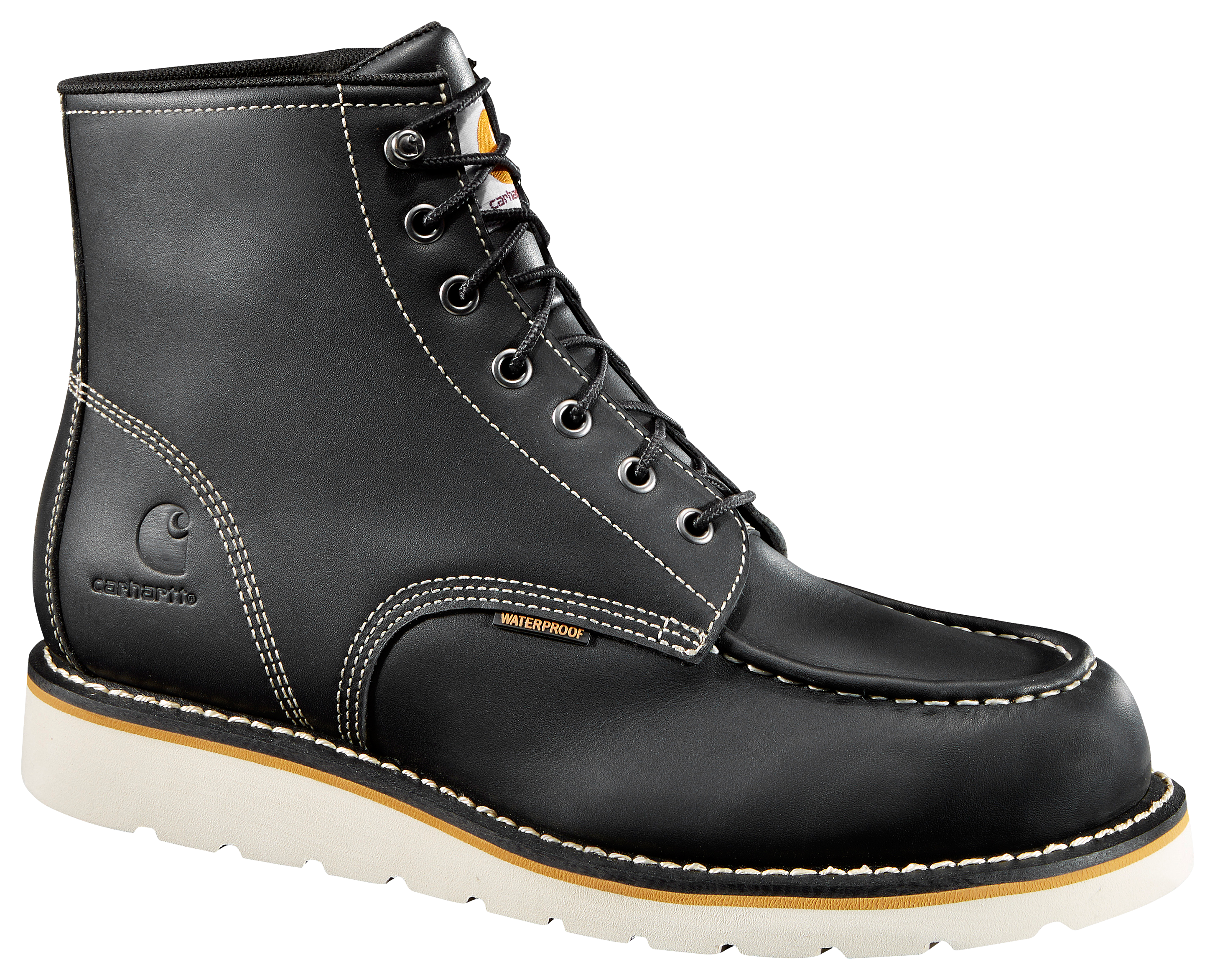 Image of Carhartt Waterproof Wedge Work Boots for Men - Black - 11M