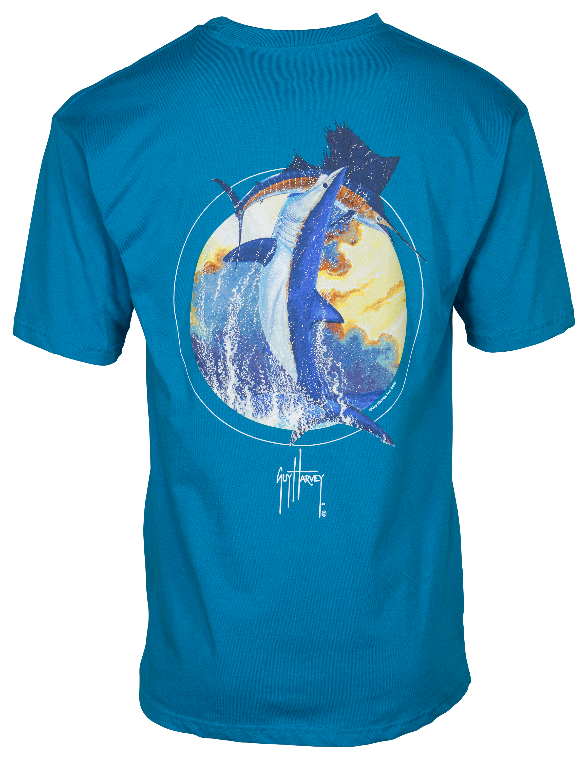 Guy Harvey Mako Power Short-Sleeve Pocket T-Shirt for Men - Blue Jay - S