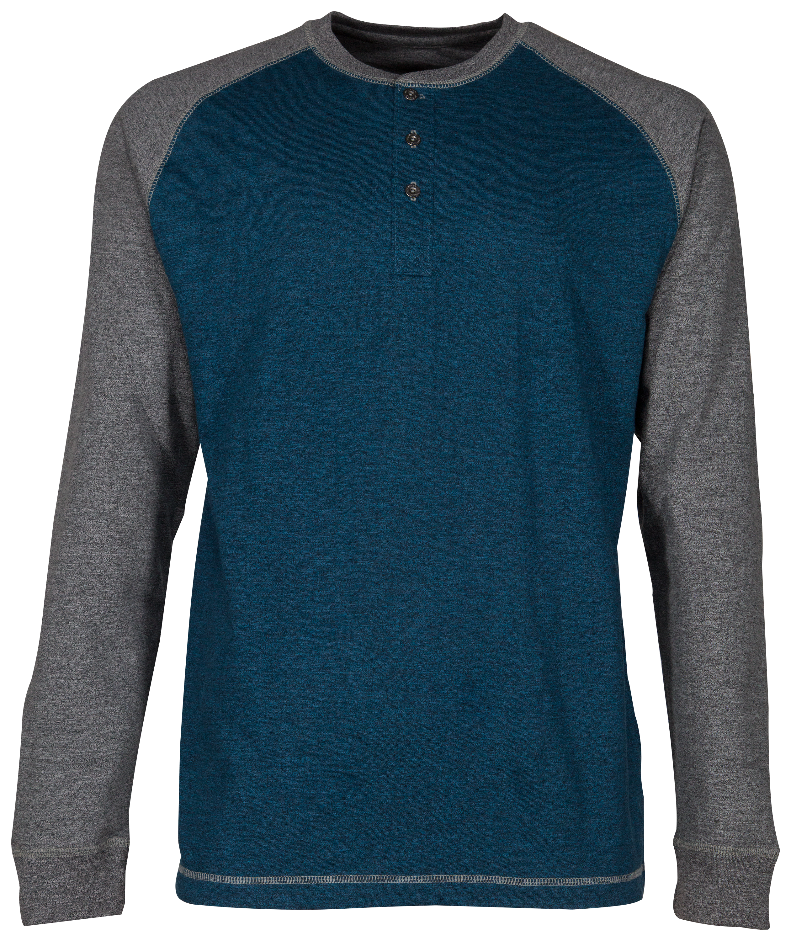 Image of RedHead Gray's Creek Raglan Long-Sleeve Henley for Men - Blue Ashes/Light Gray - L