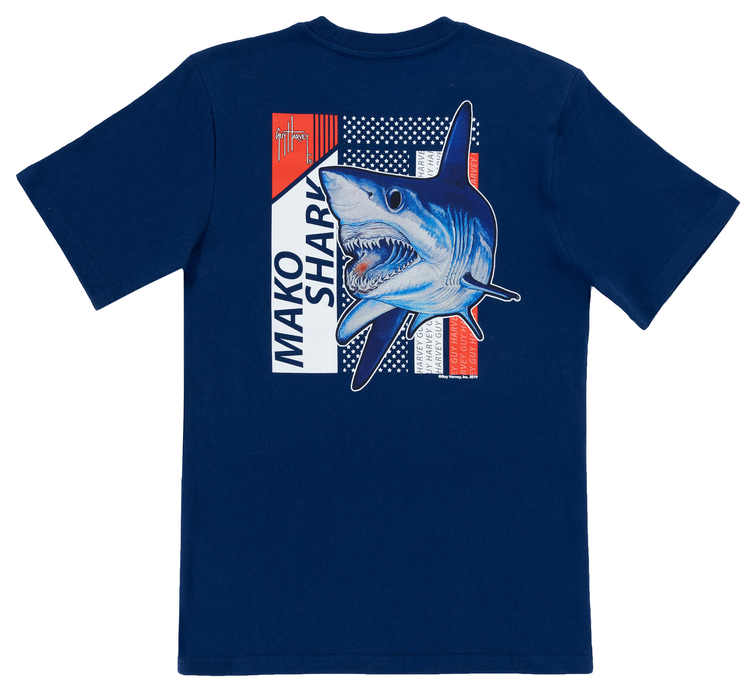 Guy Harvey Patriotic Mako Mako Short-Sleeve T-Shirt for Boys - Estate Blue 