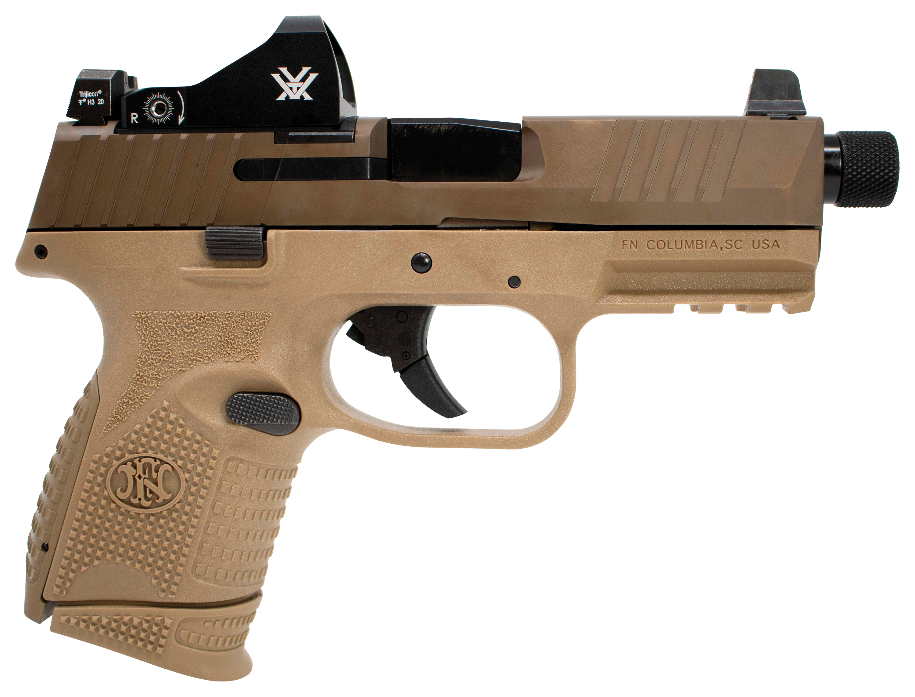 FN 509c Compact Tactical SemiAuto Pistol in FDE with Vortex Viper Micro Red Dot Sight Package  24 1
