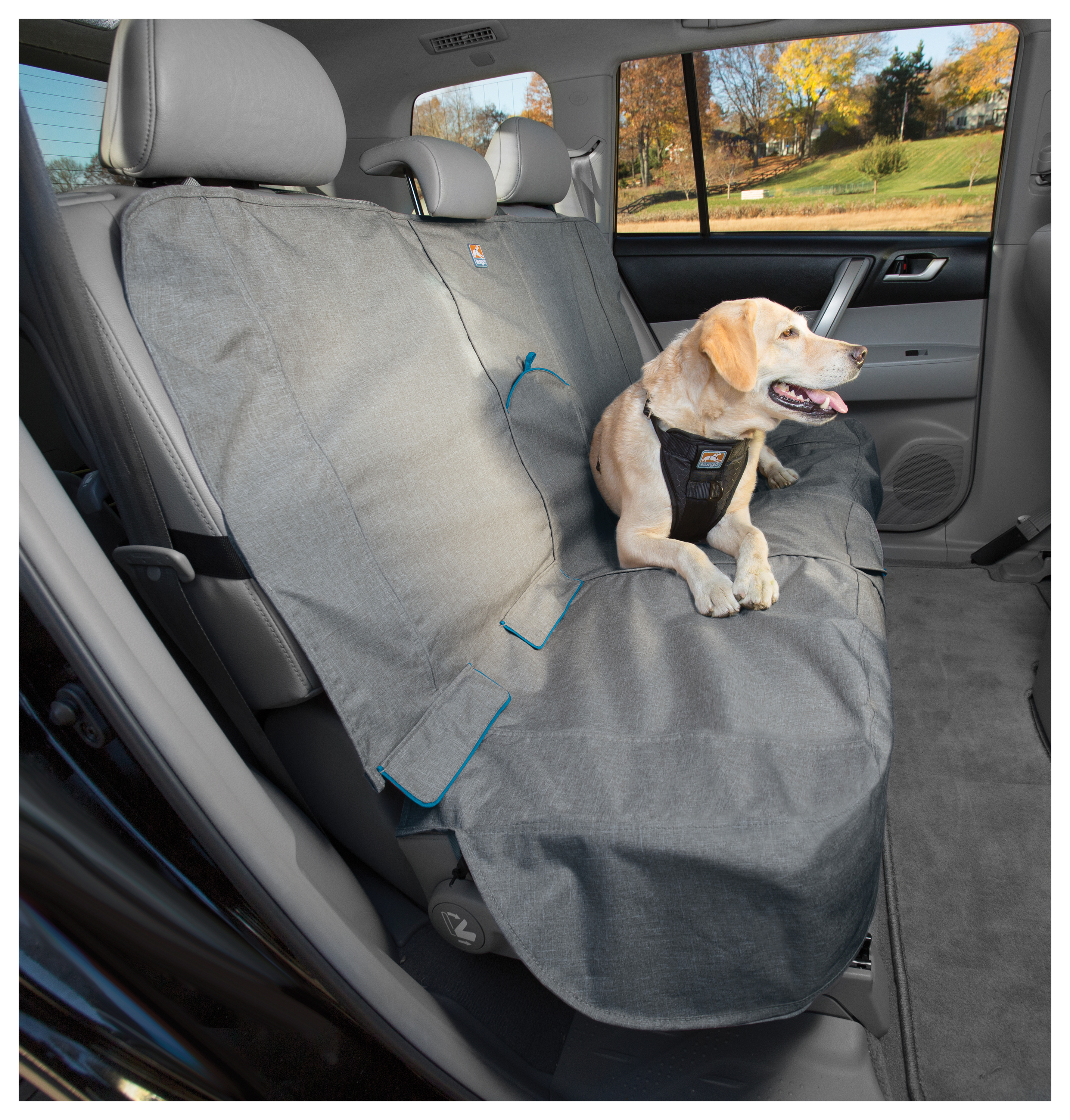 Kurgo Heather Bench Seat Cover - Grey/Coastal Blue - 63'W - Kurgo