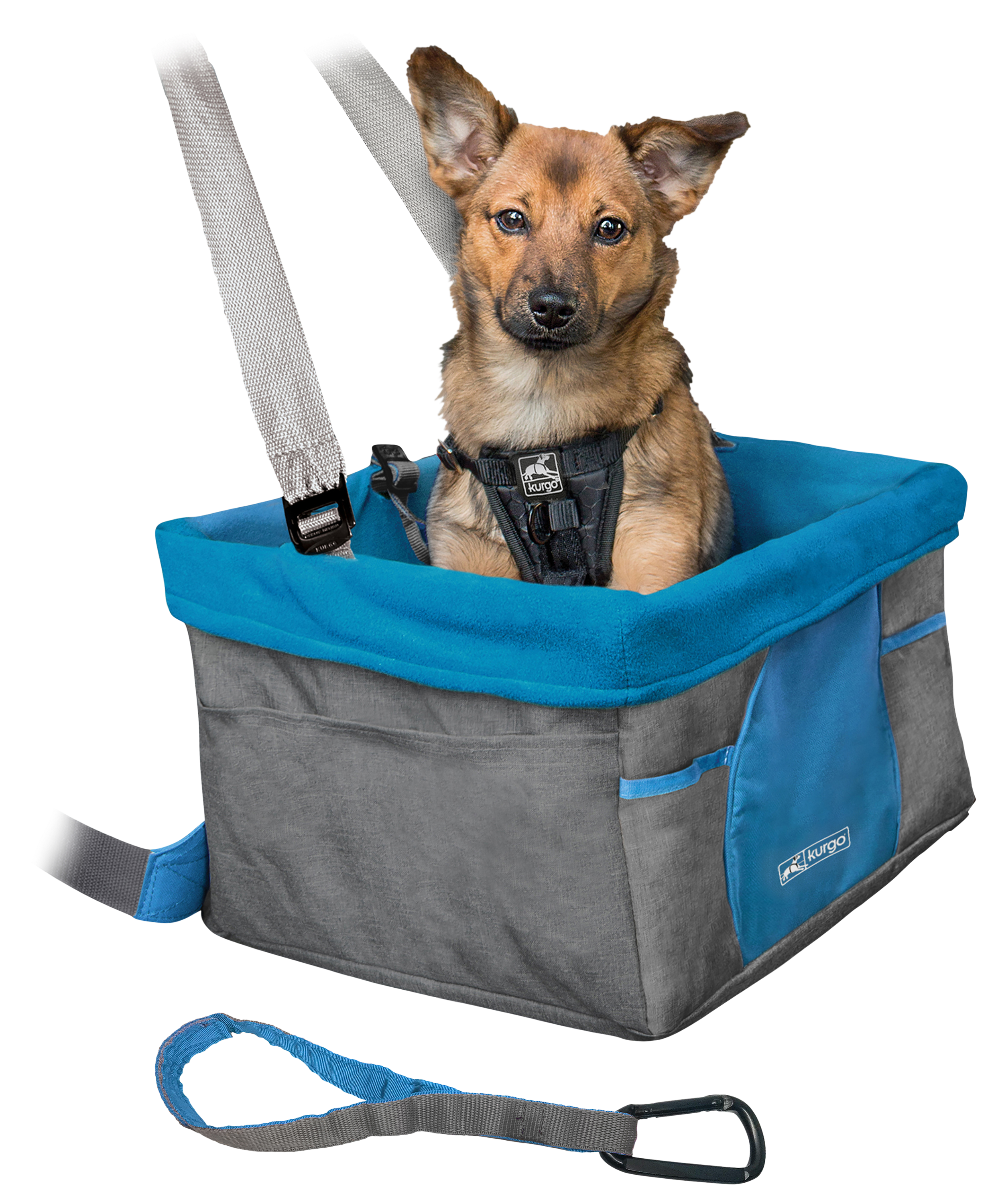 Kurgo Heather Dog Booster Seat - Heather Grey/Coastal Blue - Kurgo