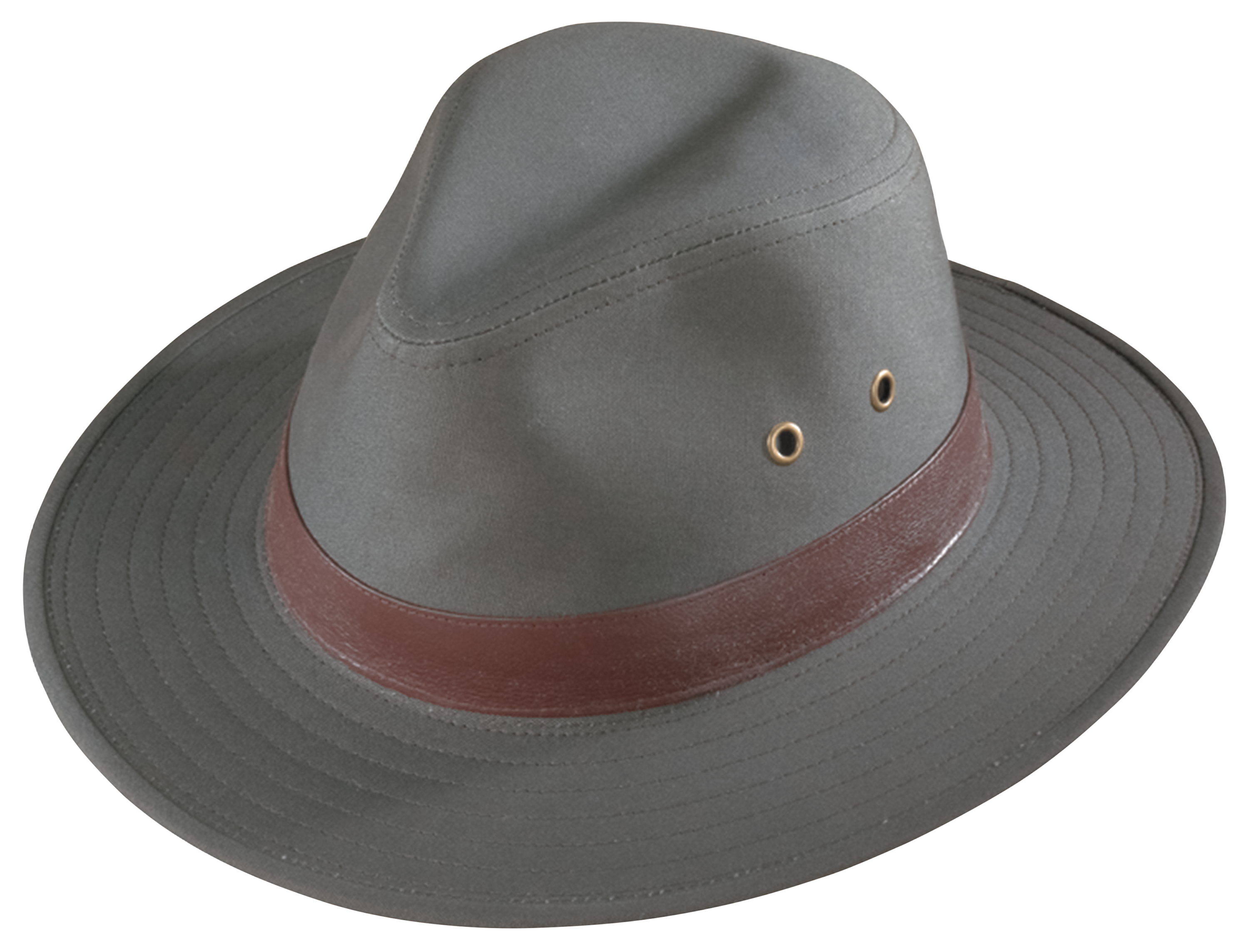 Henschel Outback Crushable Canvas Hat with Leather Band for Men - Olive - M