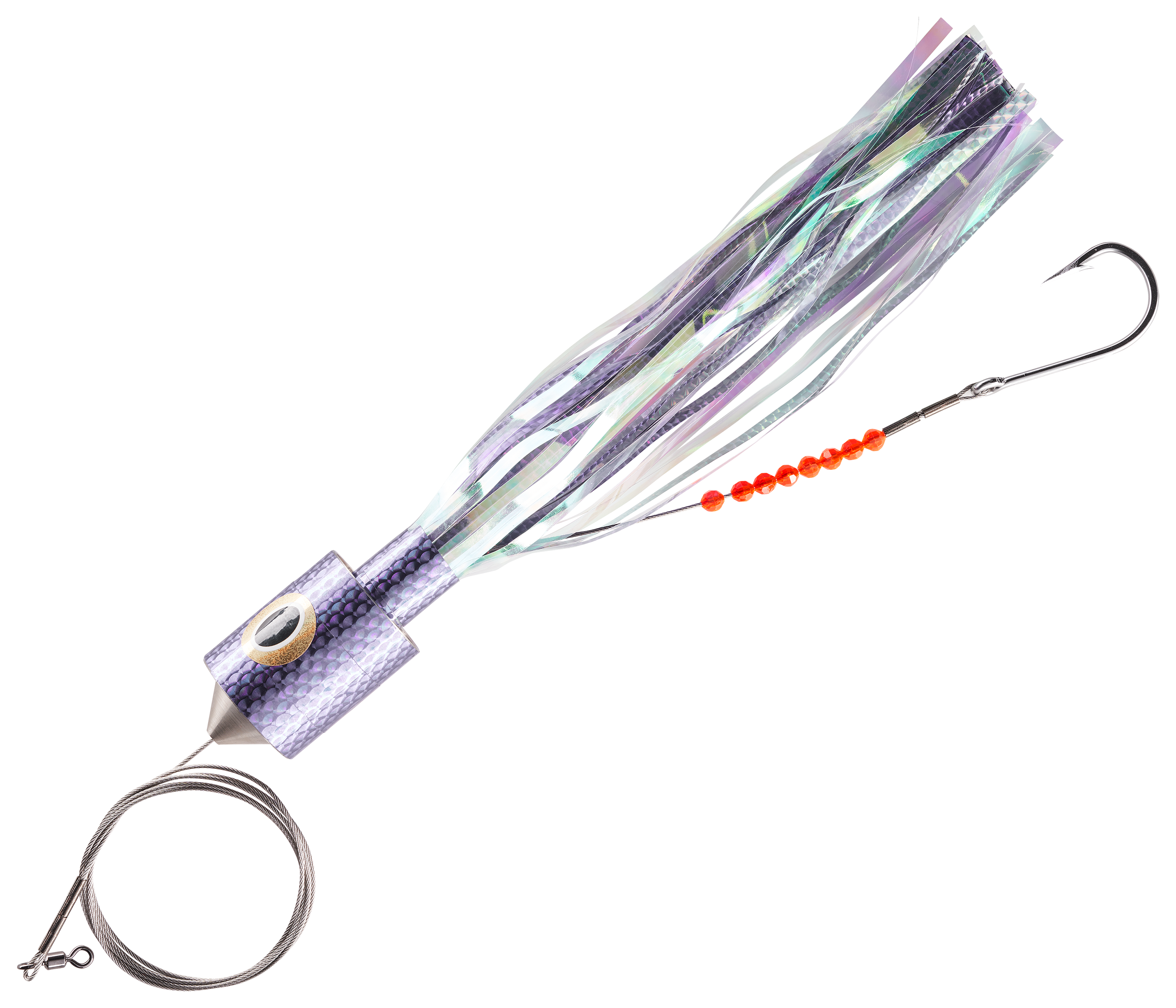 Image of Big Nic Fishing Rigged Double Stiff Dinner Bell - 14' - S.R. Purple Head-Purple/Pearl Mylar