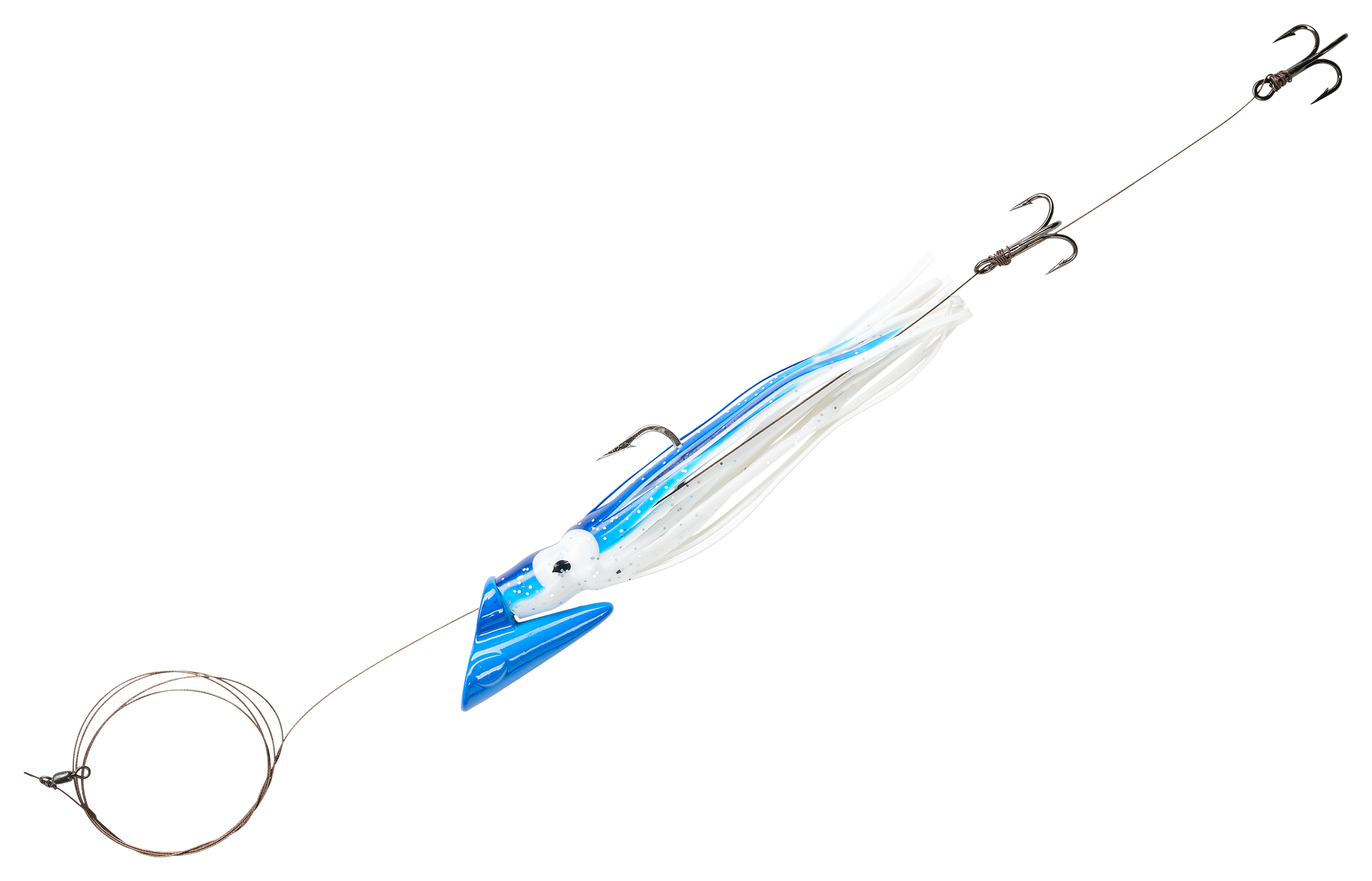 Image of Big Nic Fishing Rigged Mac-A-Hoo Plug - Blue Head-Blue/White - 5″