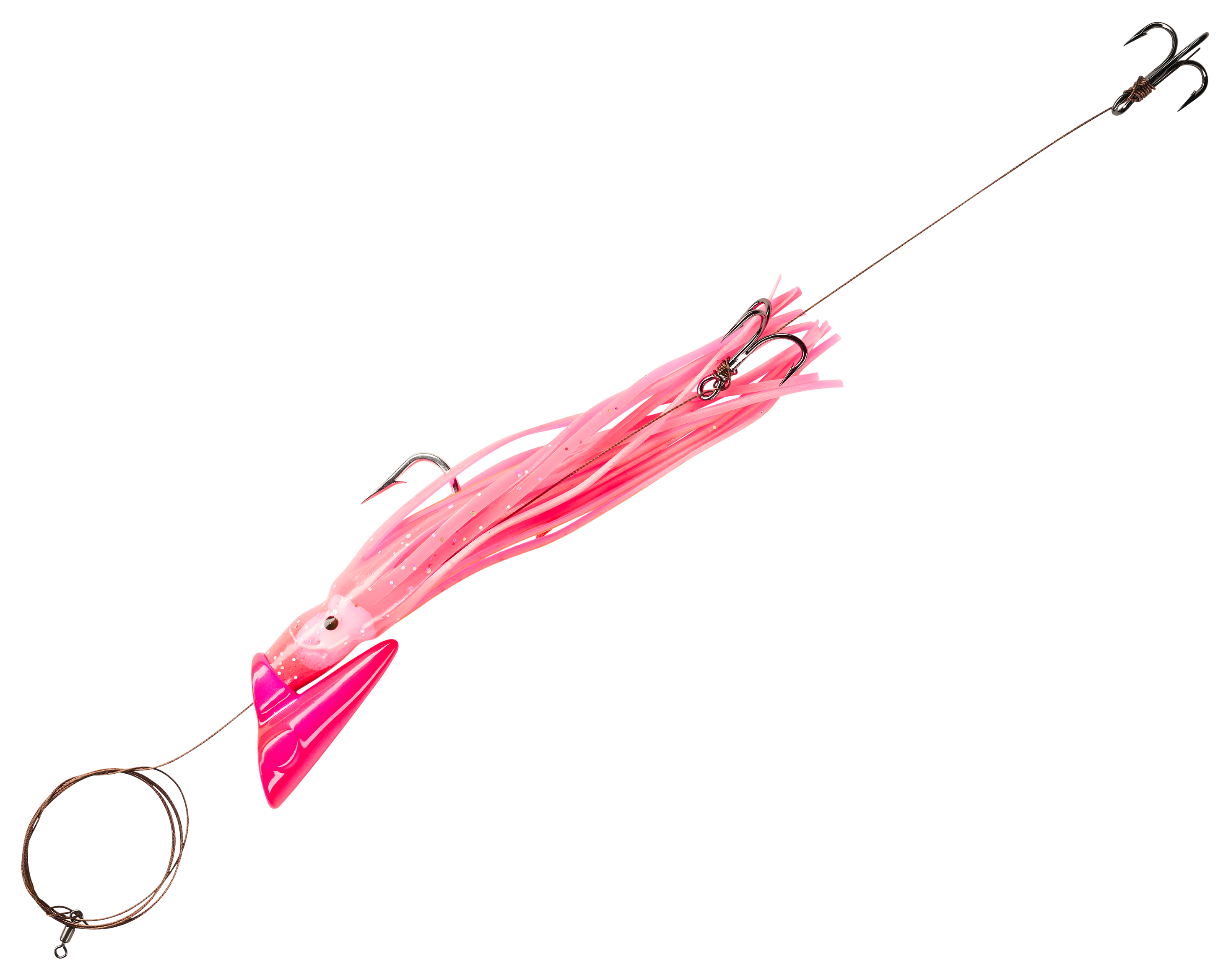 Image of Big Nic Fishing Rigged Mac-A-Hoo Plug - Pink Head-Pink - 5″