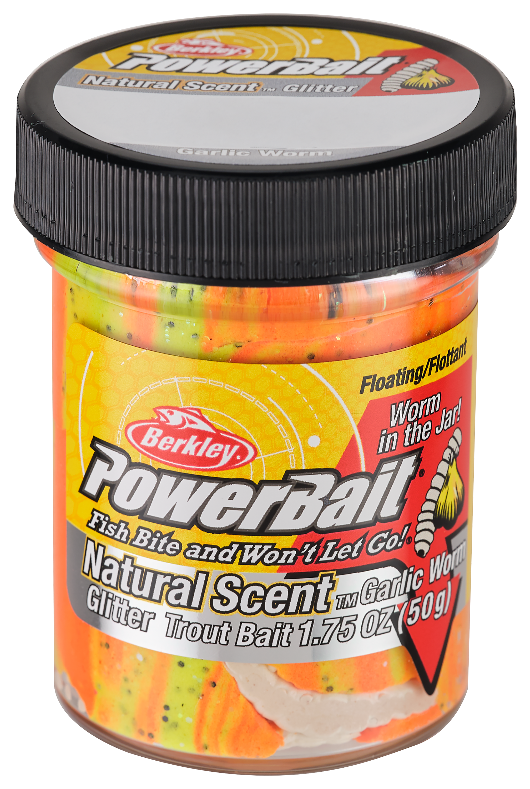 Image of Berkley PowerBait Natural Scent Garlic and Worm Trout Bait - 1.75 oz. - Tequila Fire