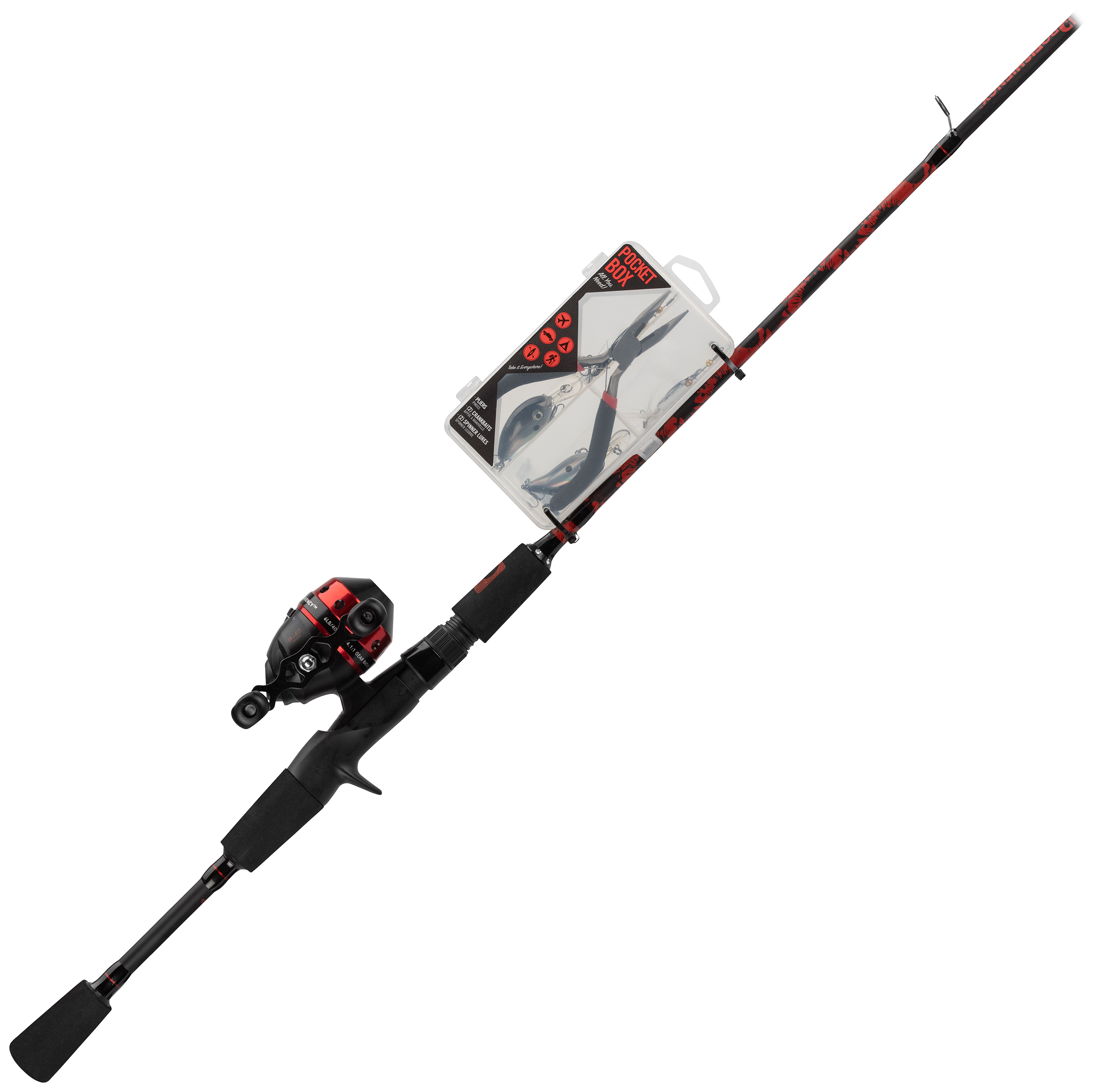 ProFISHiency Red/Black Spincast Combo with Tackle Box