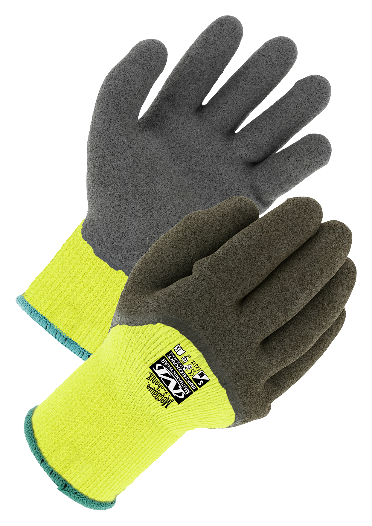 Image of Mechanix SpeedKnit Thermal Coated Winter Gloves for Men - Fluorescent Yellow - S/M