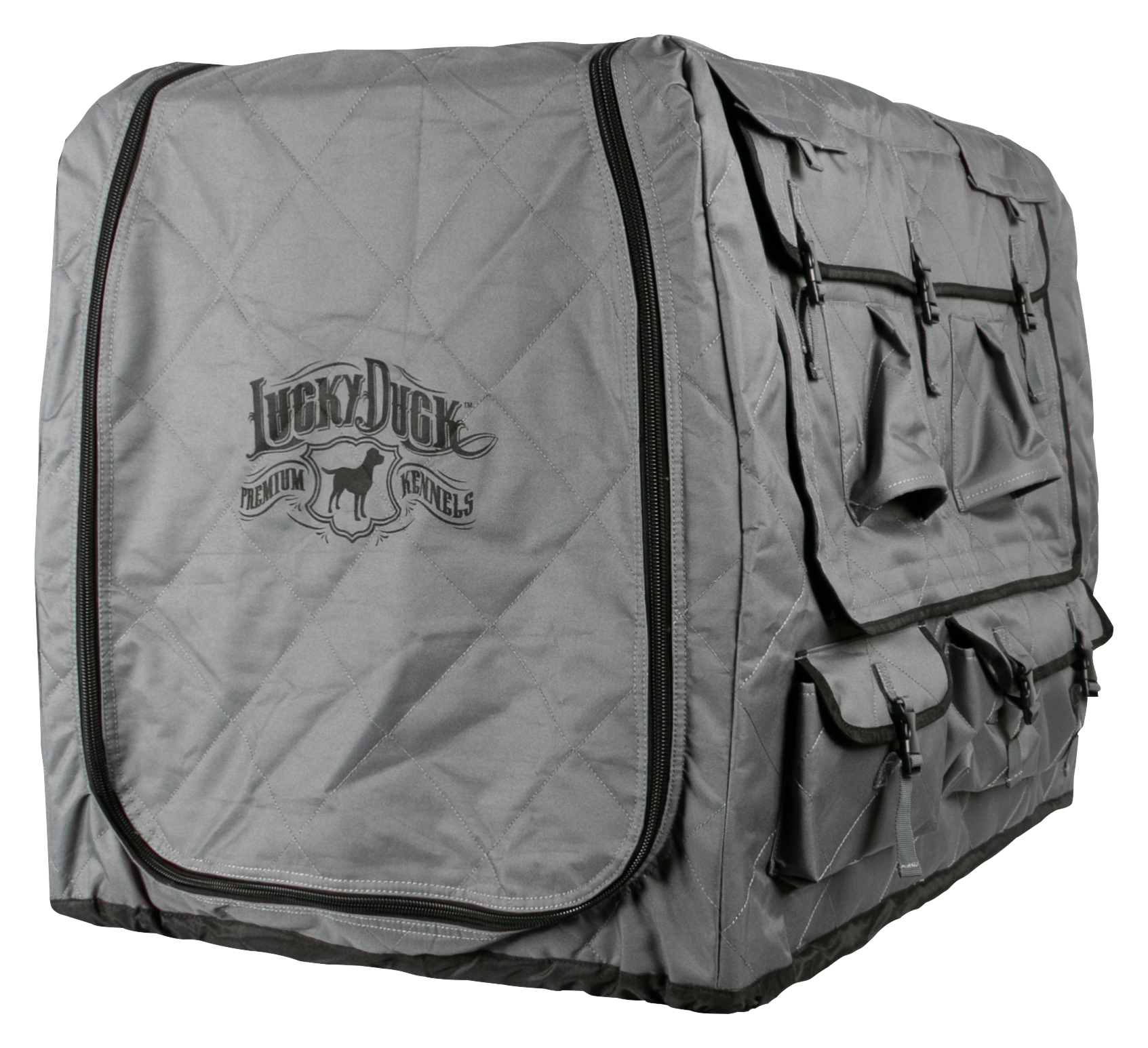 Lucky Duck Lucky Kennel Pet Crate Cover - Storm Gray - Intermediate