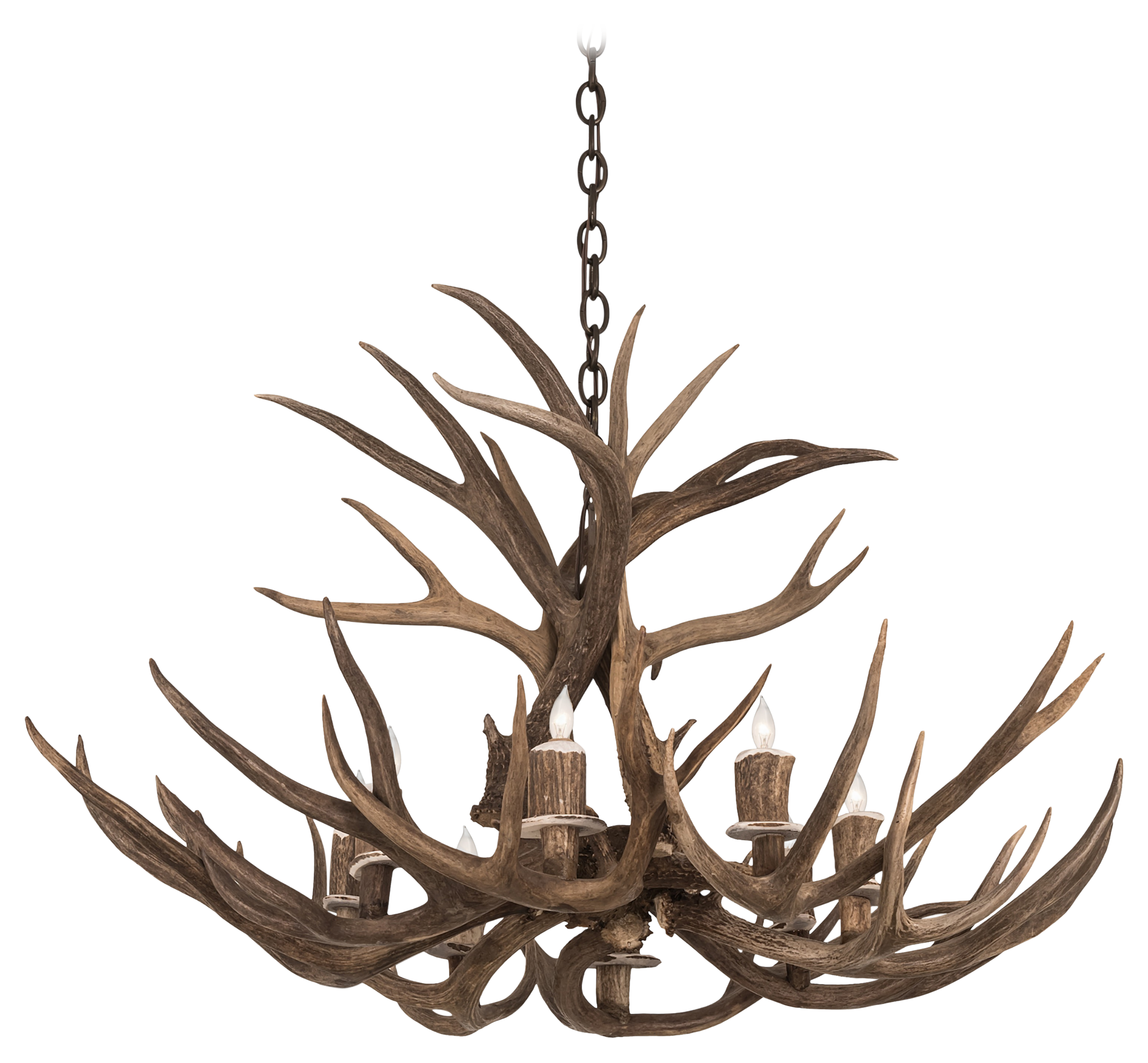 Antlerworx 8-Light Mule Deer Chandelier - Natural Brown