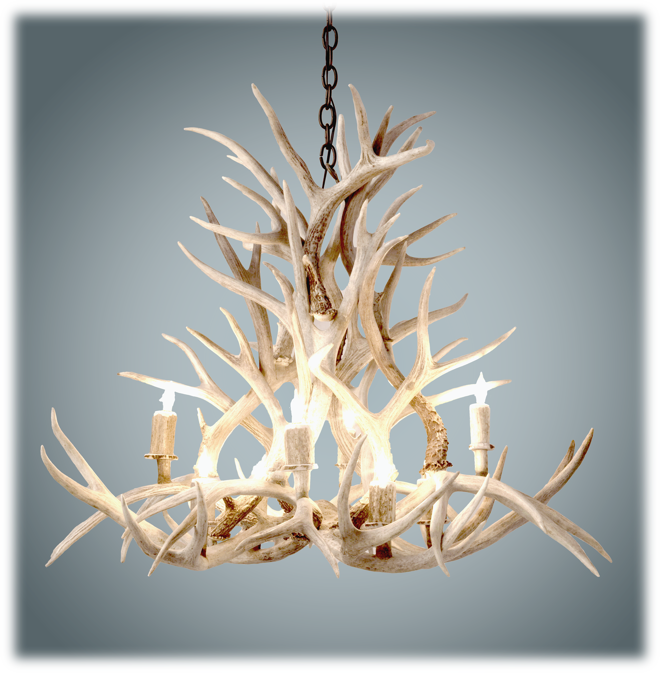 Antlerworx Mule Deer Antler 8-Light Chandelier - Sunbleached