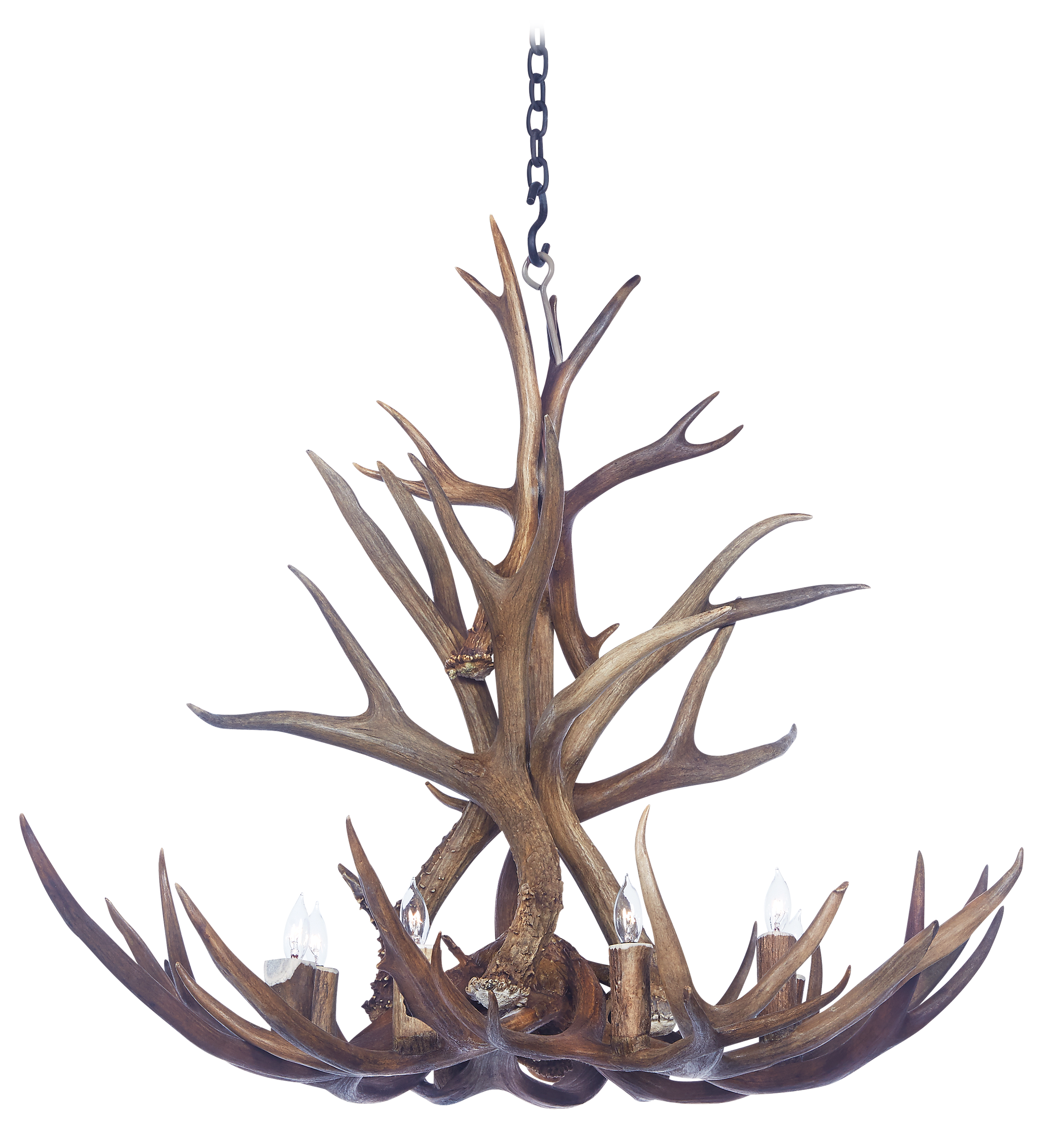 Antlerworx 8-Light Tall Mule Deer Chandelier - Natural Brown