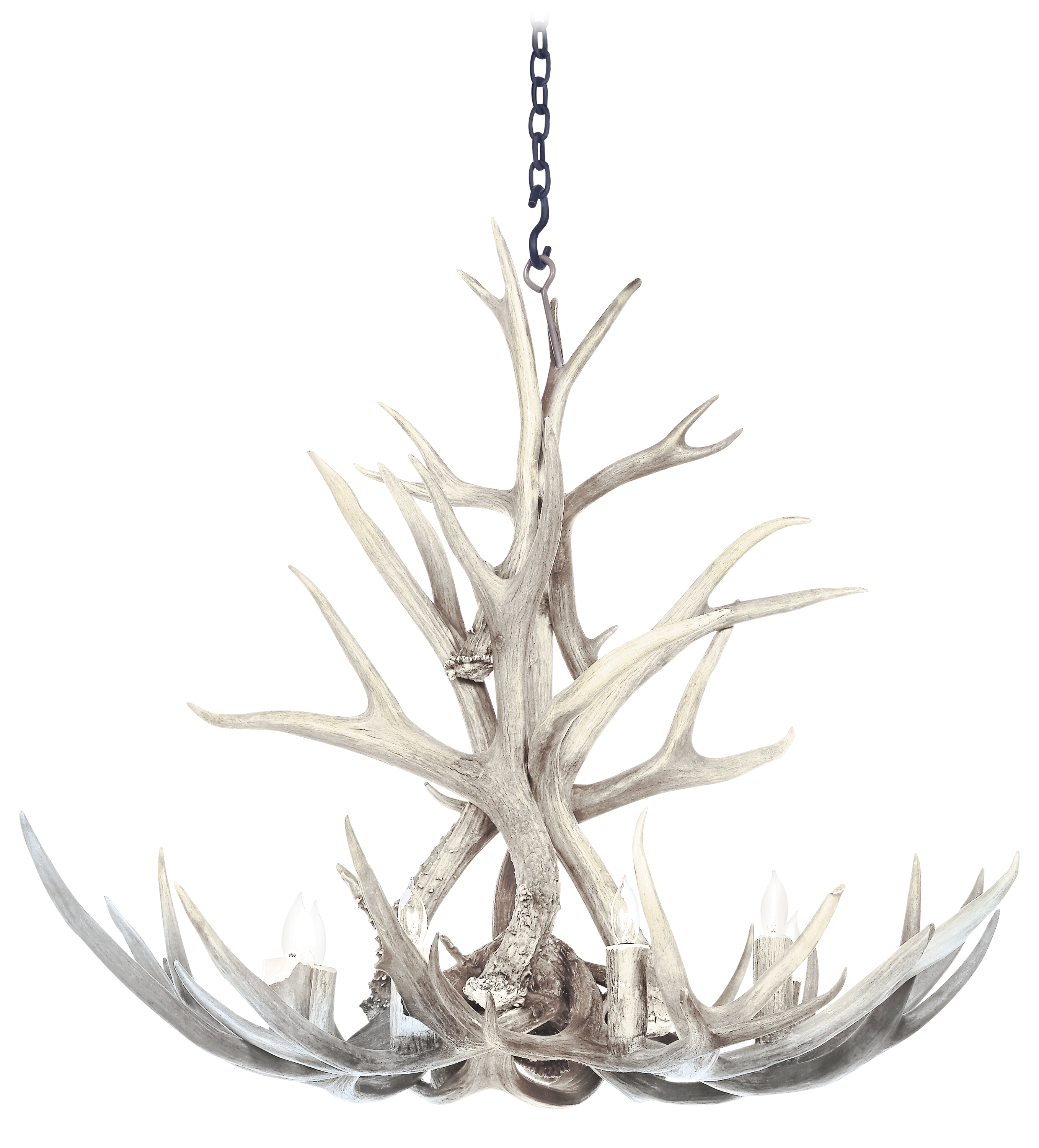Antlerworx 8-Light Tall Mule Deer Chandelier - Sunbleached