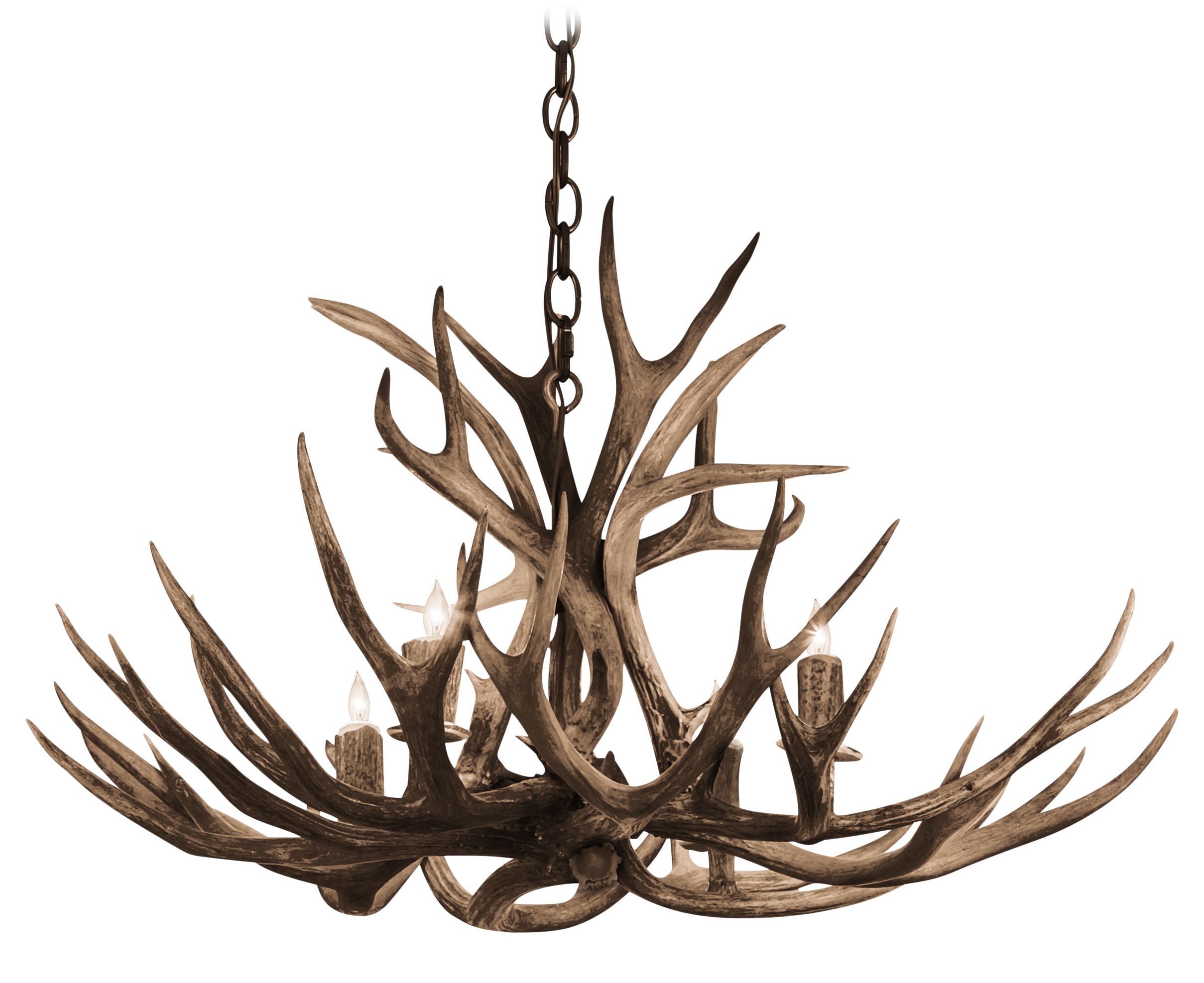 Antlerworx Mule Deer Antler 4-Light Chandelier - Natural Brown