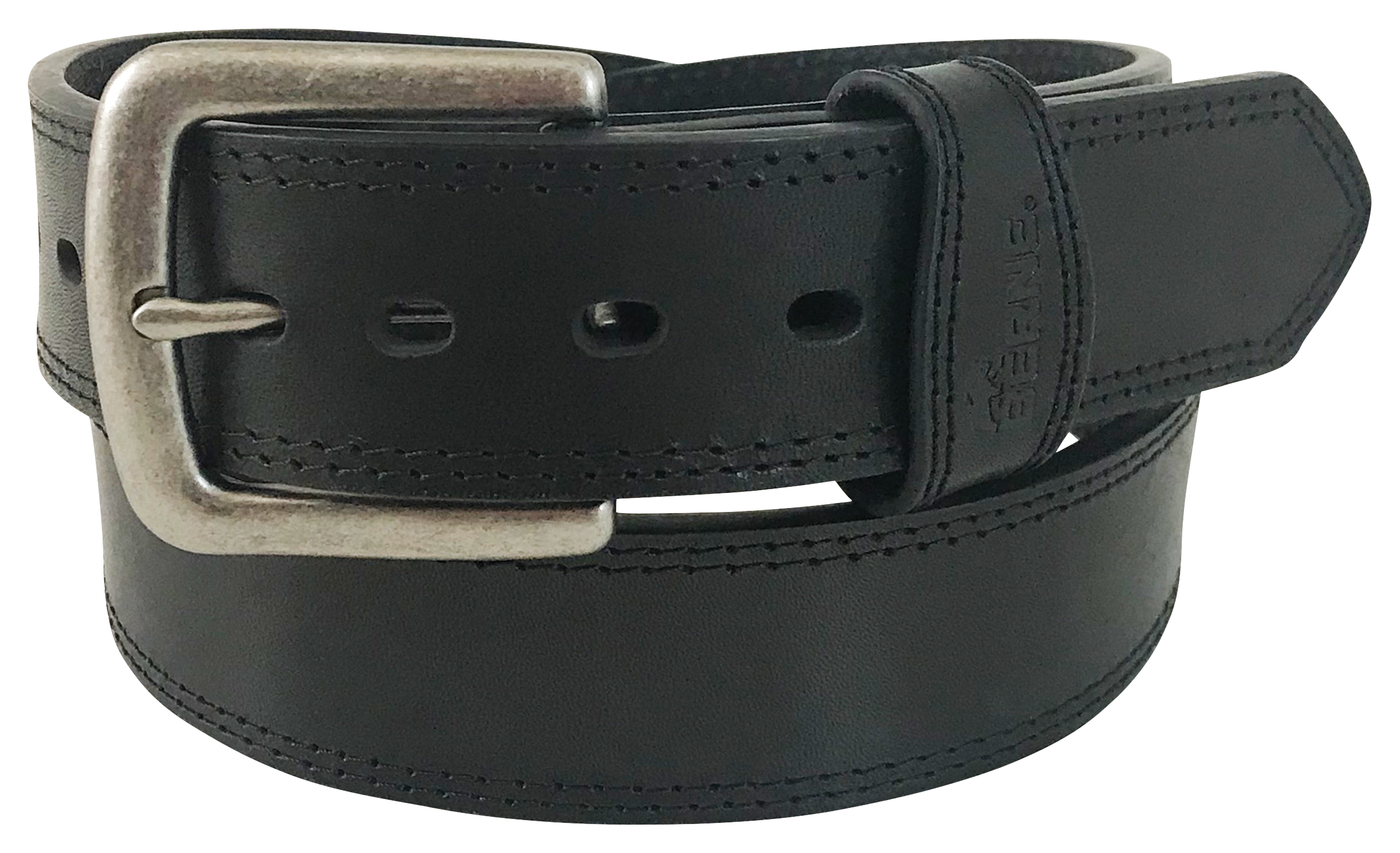 BERNE 38mm Double-Stitched Genuine Leather Belt for Men - Black - 36
