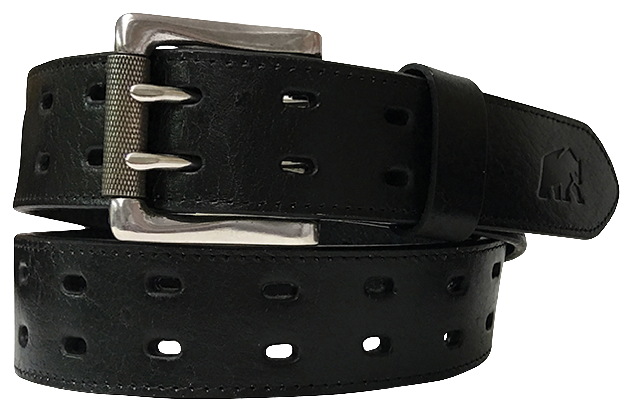 BERNE Double-Prong Genuine Leather Belt for Men - Black - 44
