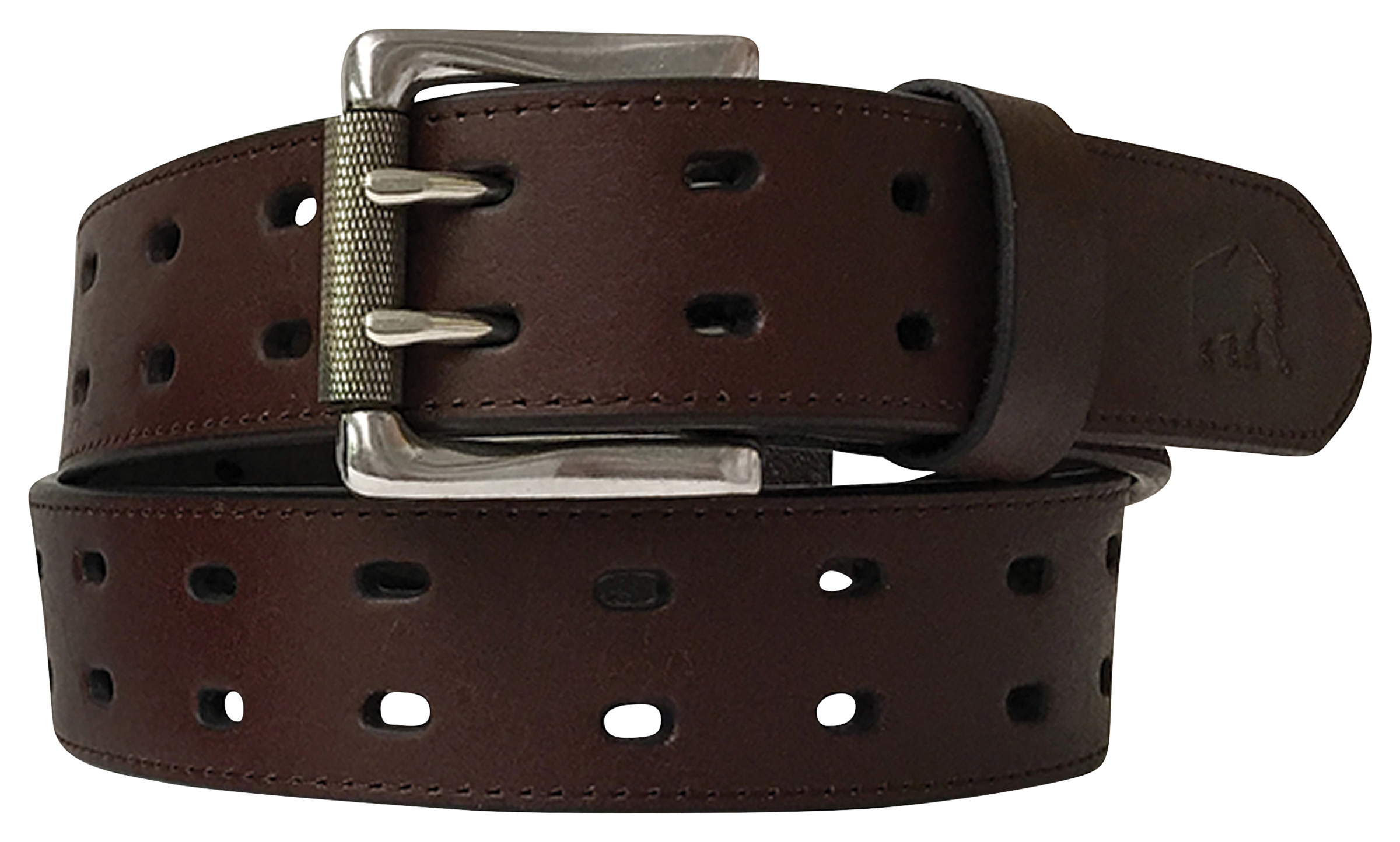 BERNE Double-Prong Genuine Leather Belt for Men - Brown - 44