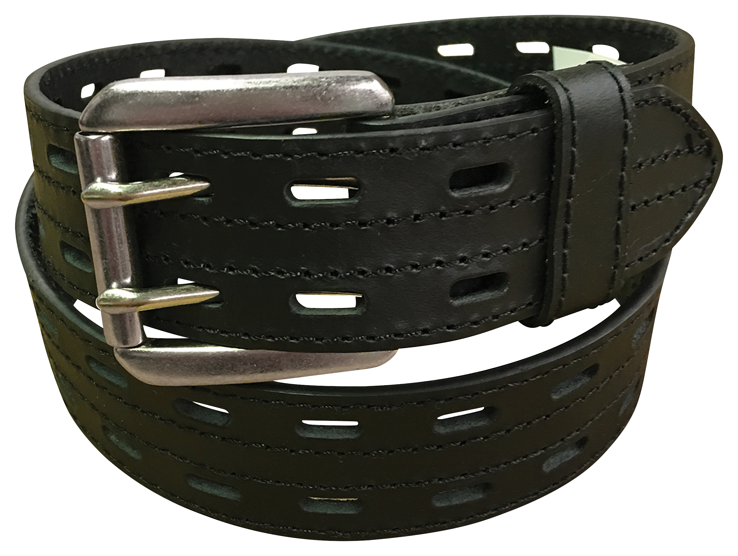 Danbury Double-Prong Genuine Leather Belt for Men - Black - 38