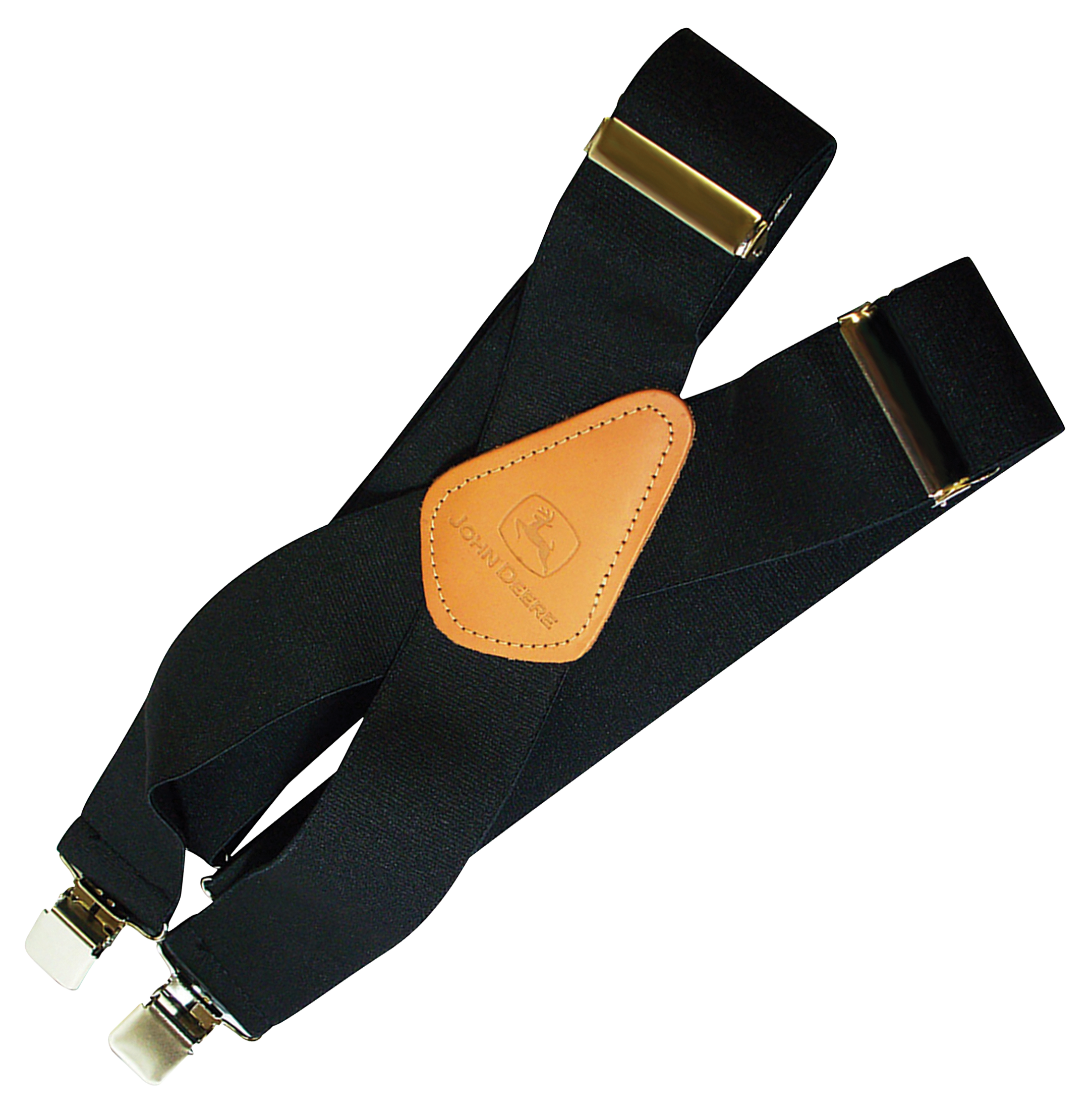 John Deere Industrial Terry Clip-On Suspenders for Men - Black