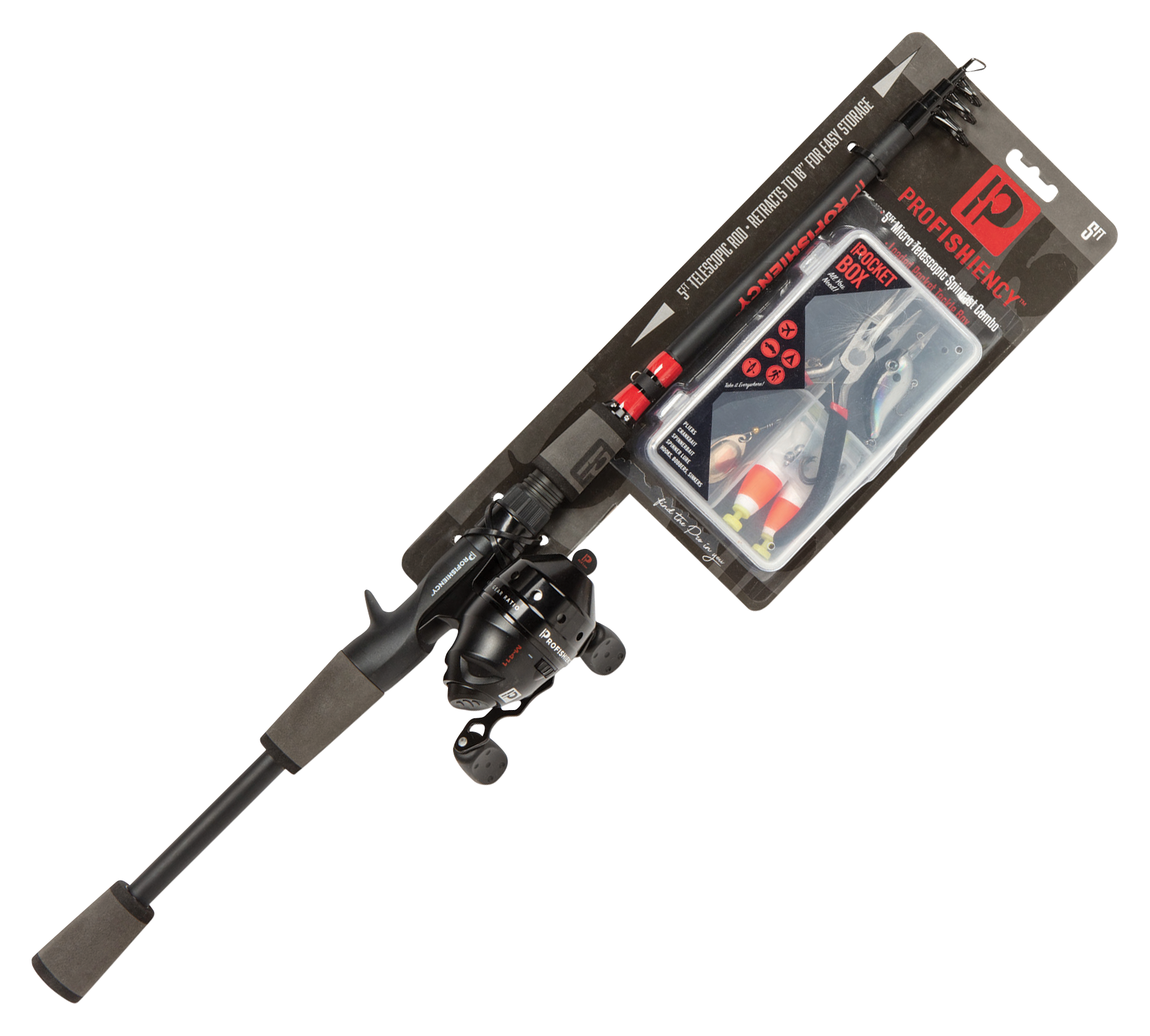 Profishiency Micro Telescoping Spincast Combo with Pocket Tackle Box