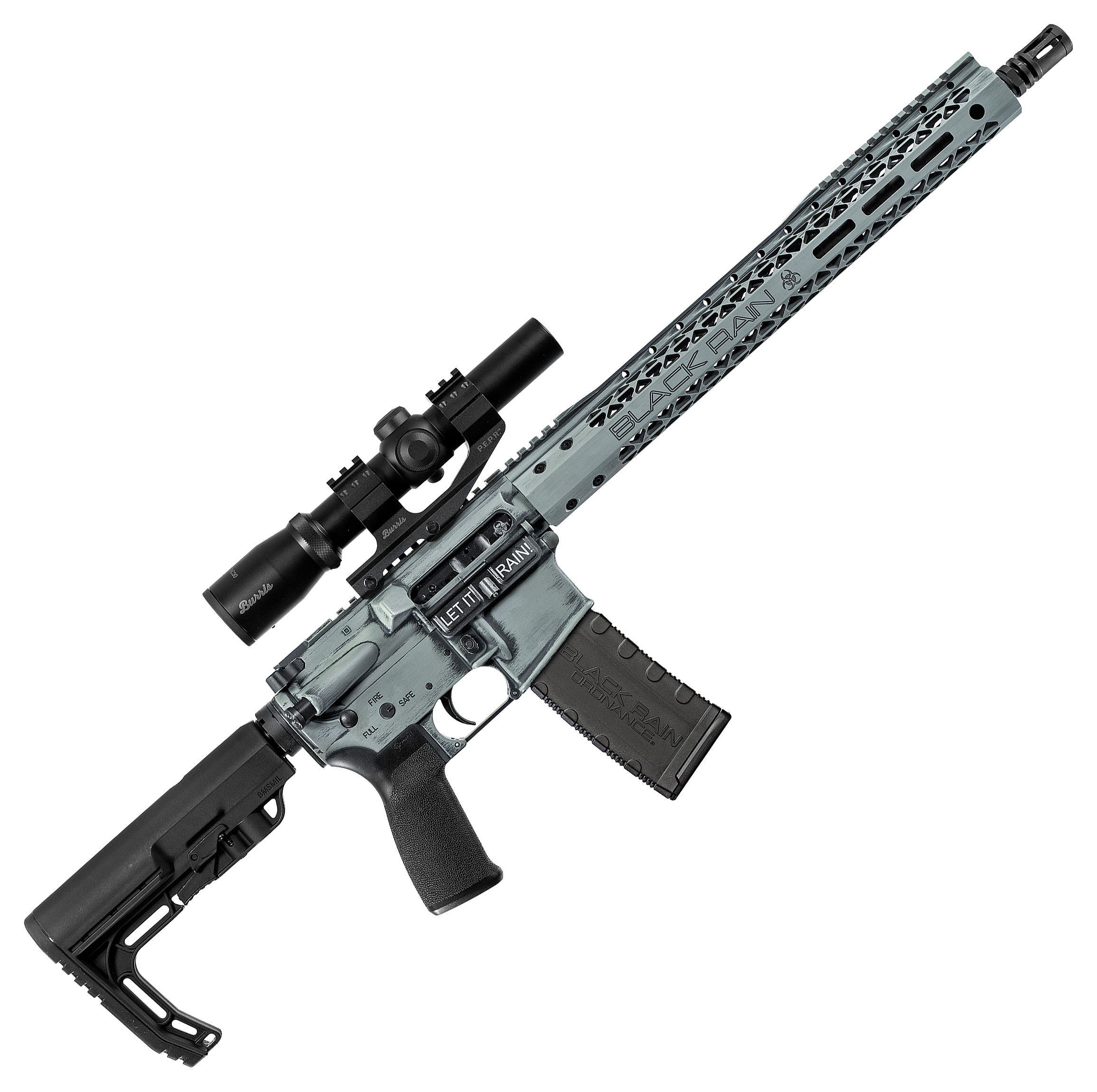 Black Rain Ordnance BRO SPEC15 SemiAuto Rifle in Smiths Grey Battleworn with Burris Combo