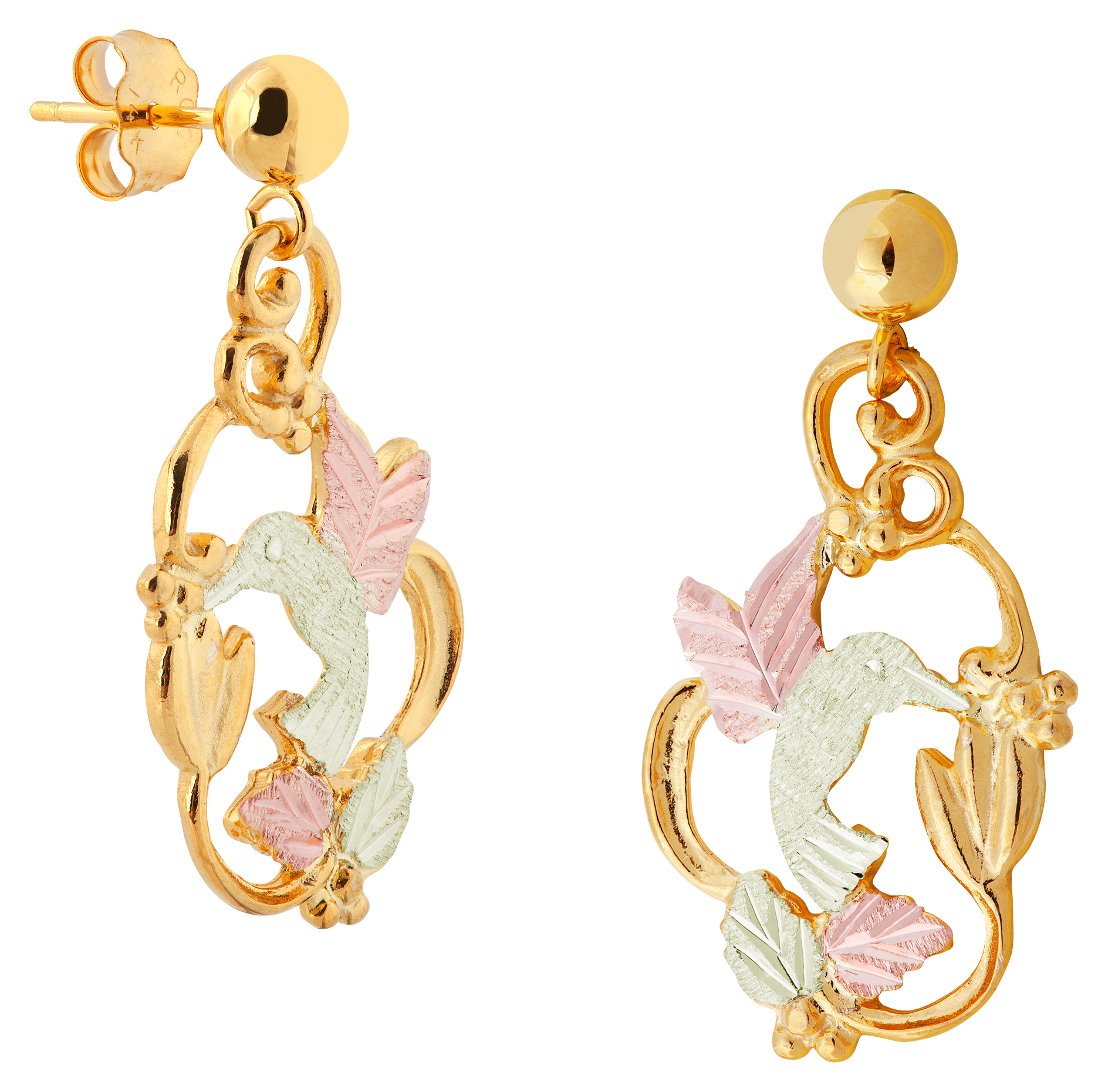 Landstroms Black Hills Gold Hummingbird Dangle Earrings