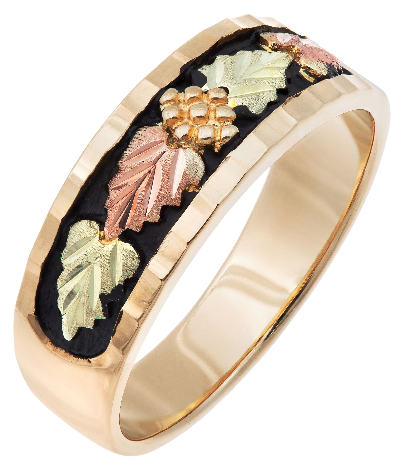 Landstroms Black Hills Gold Wedding Band Ring with Antiquing for Men - 11