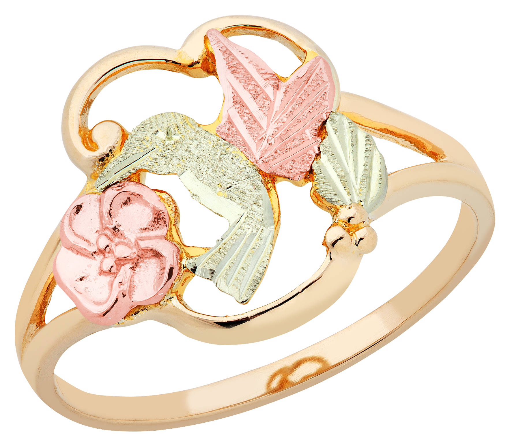 Landstroms Black Hills Gold Hummingbird Ring with Gold Leaves for Ladies -