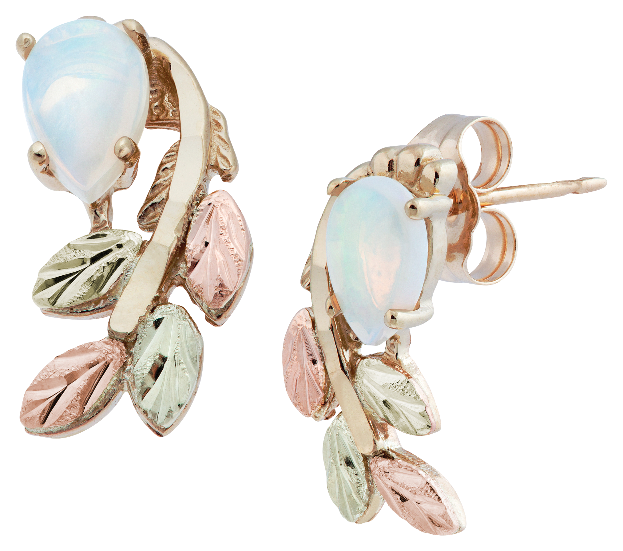 Black Hills Gold Tear-Drop Opal Post Earrings