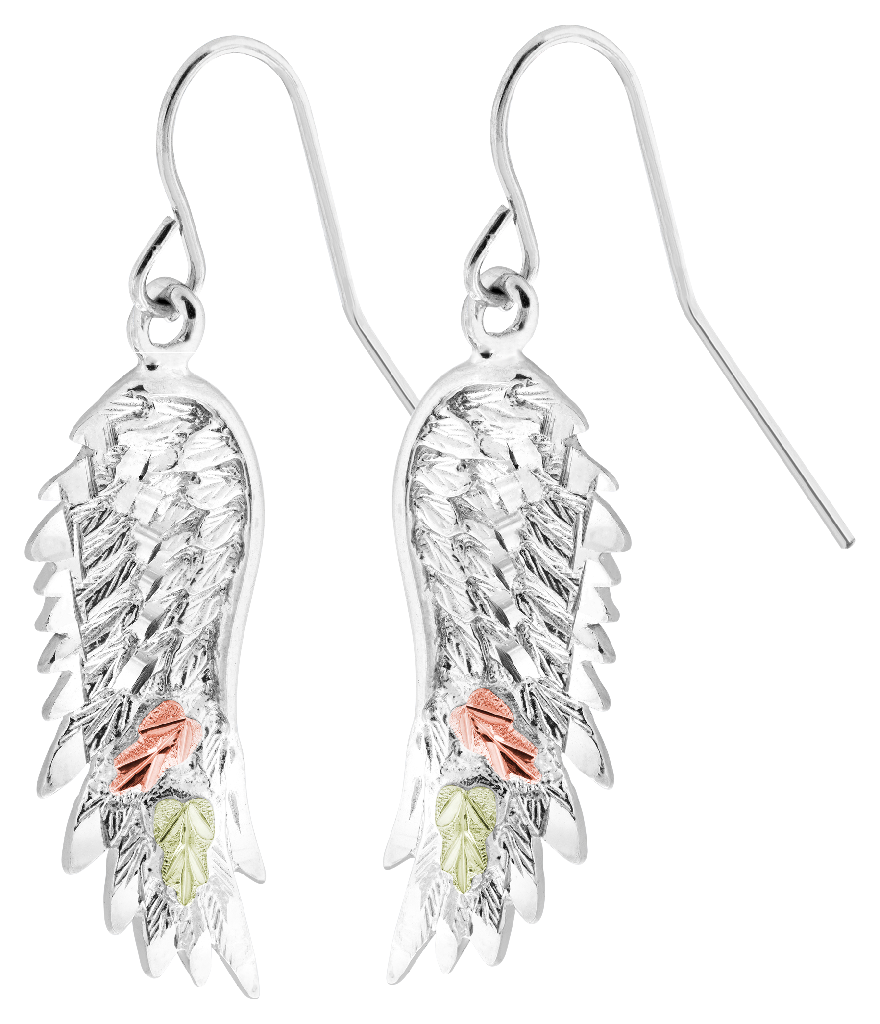 Landstroms Sterling Silver Black Hills Gold Angel Wing Earrings