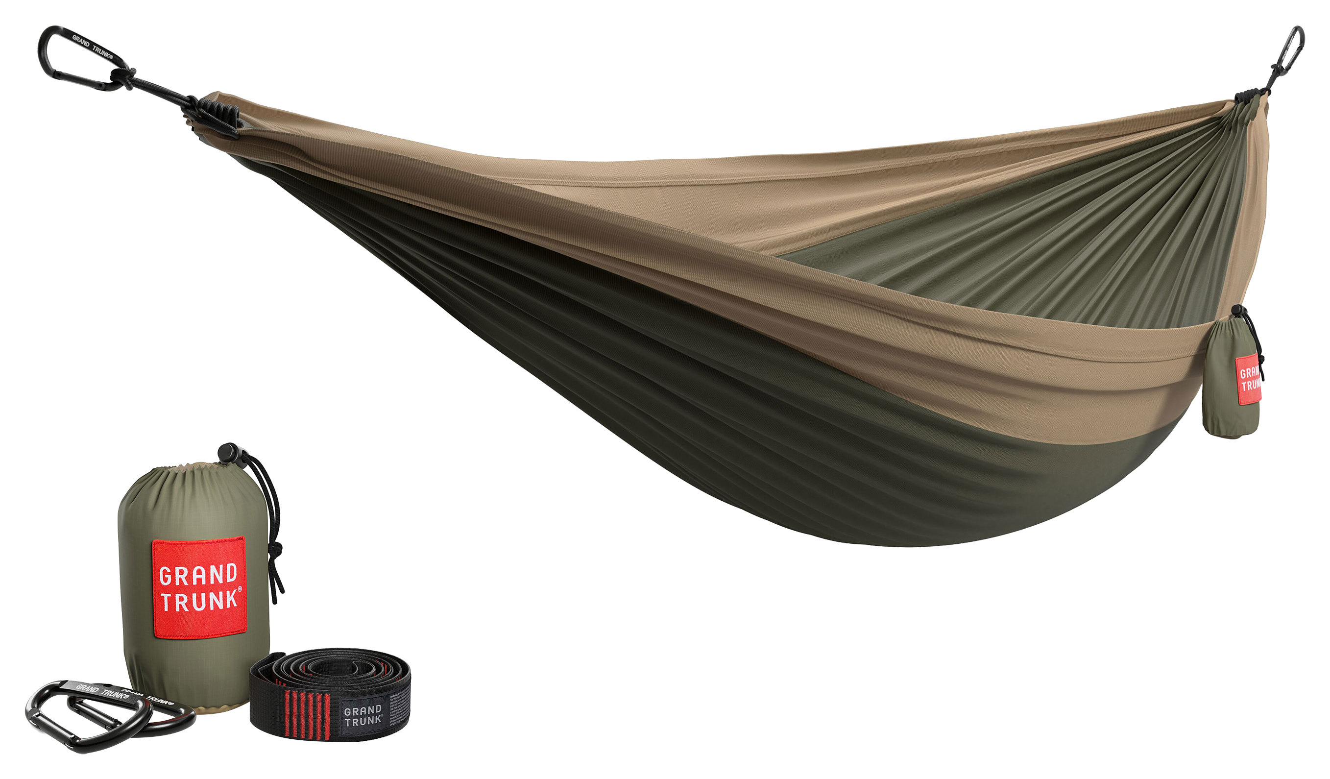 Grand Trunk Double Deluxe Parachute Hammock - Olive Green/Khaki - Grand Trunk