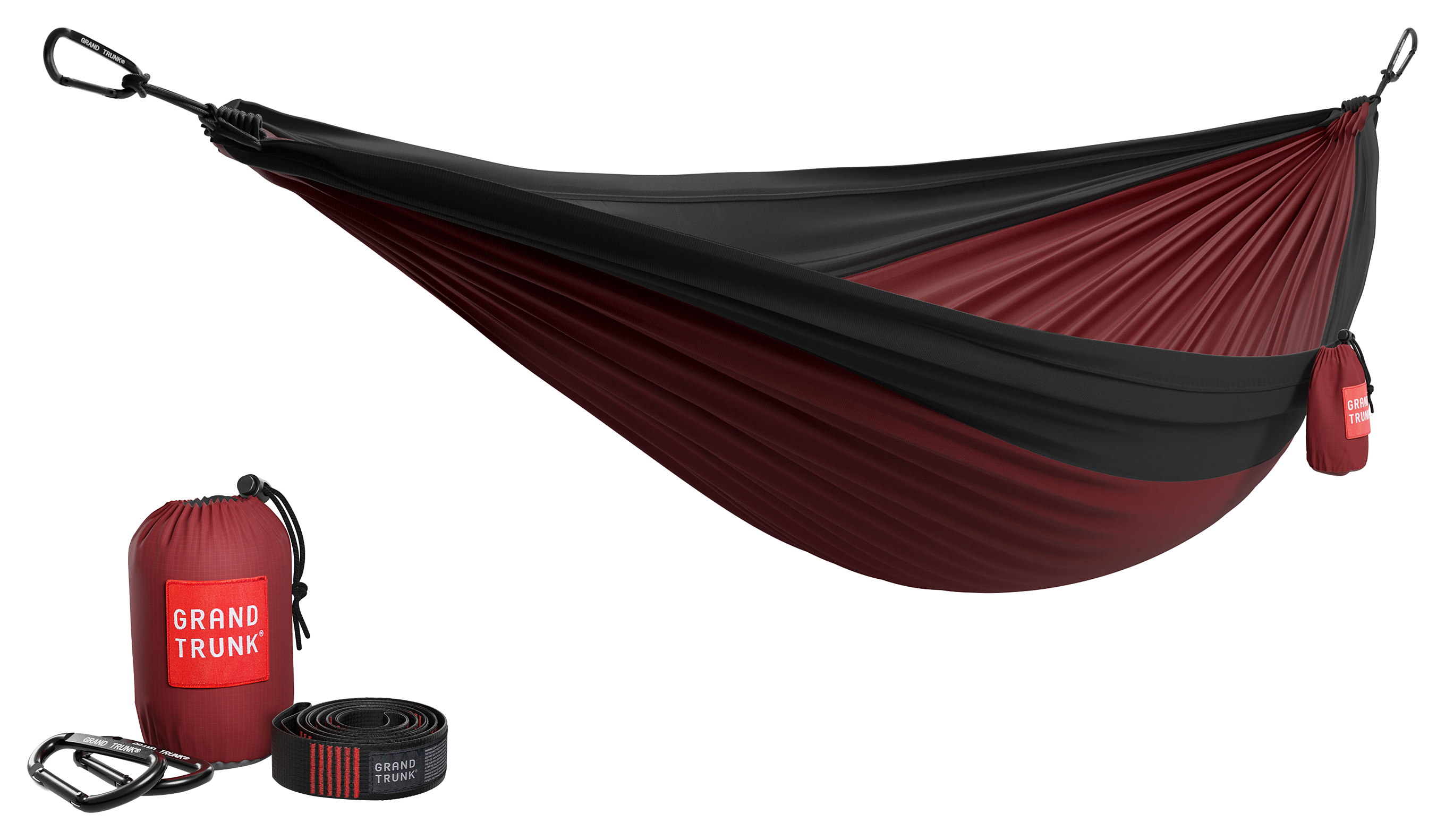 Grand Trunk Double Deluxe Parachute Hammock - Crimson/Charcoal - Grand Trunk