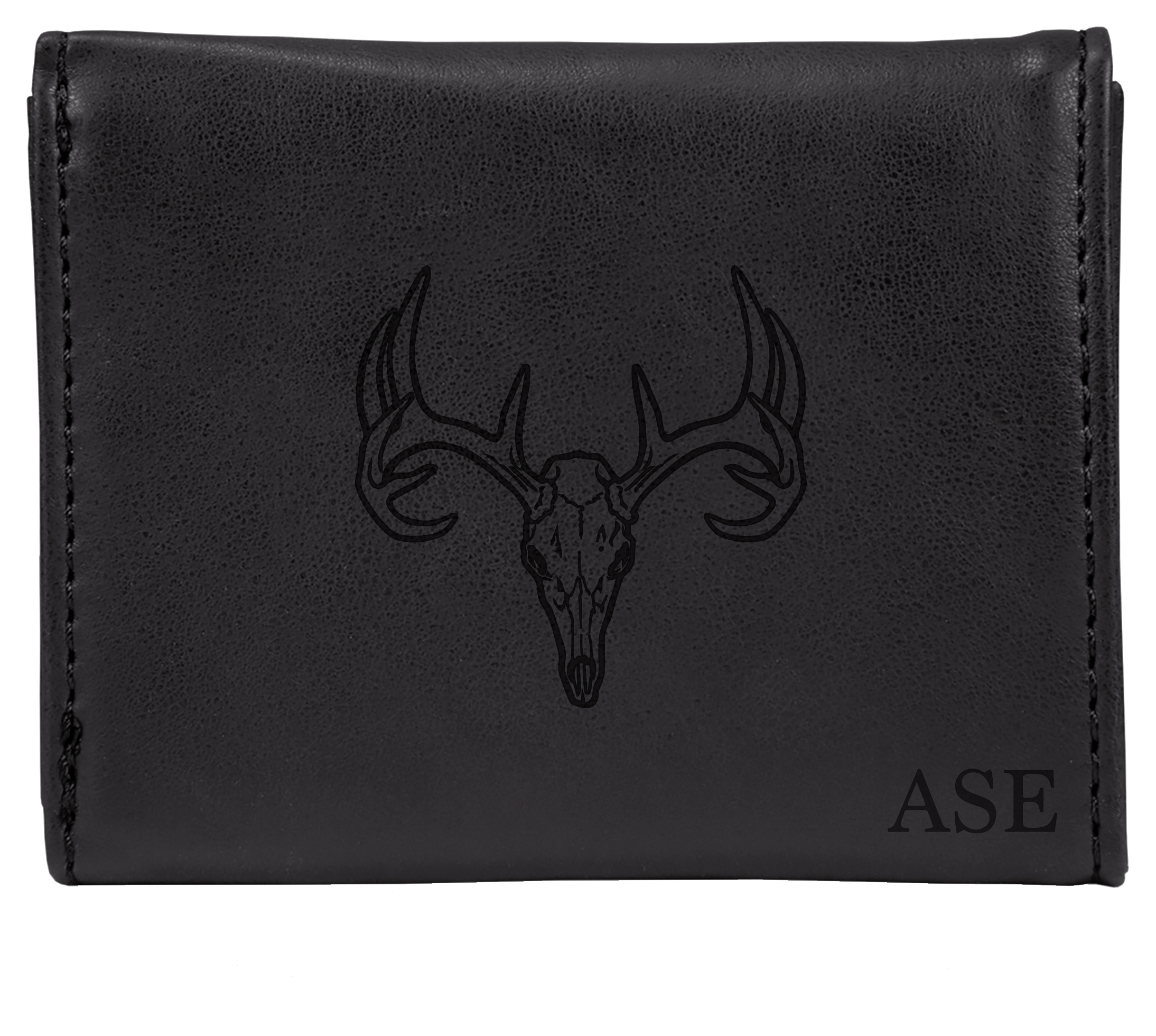 RedHead Personalized Skull Design Vegan-Leather Trifold Wallet - Black