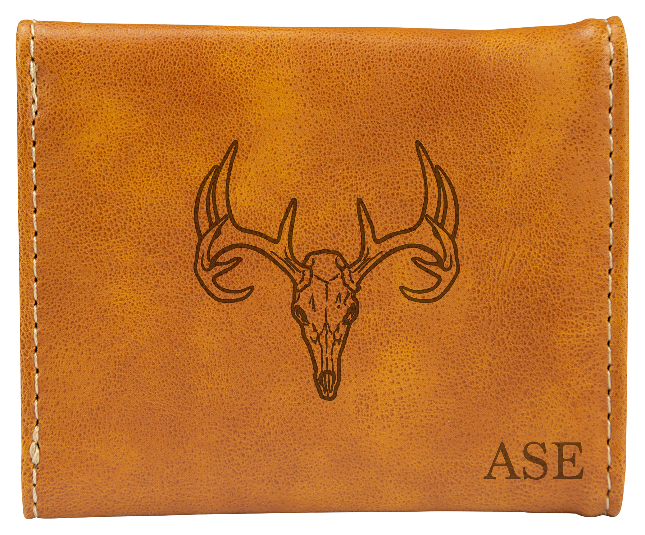 RedHead Personalized Skull Design Vegan-Leather Trifold Wallet - Brown
