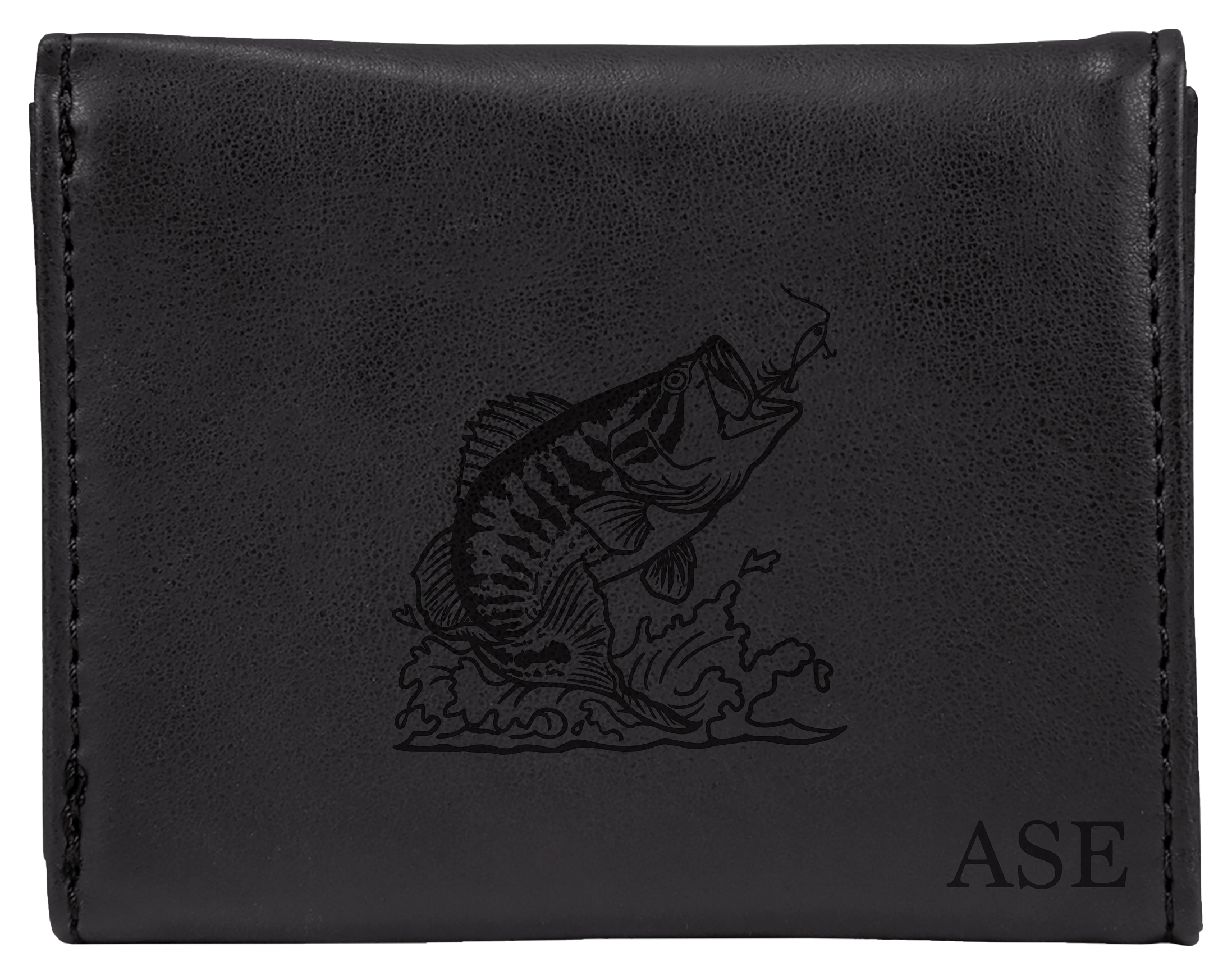 RedHead Personalized Bass Design Vegan-Leather Trifold Wallet - Black