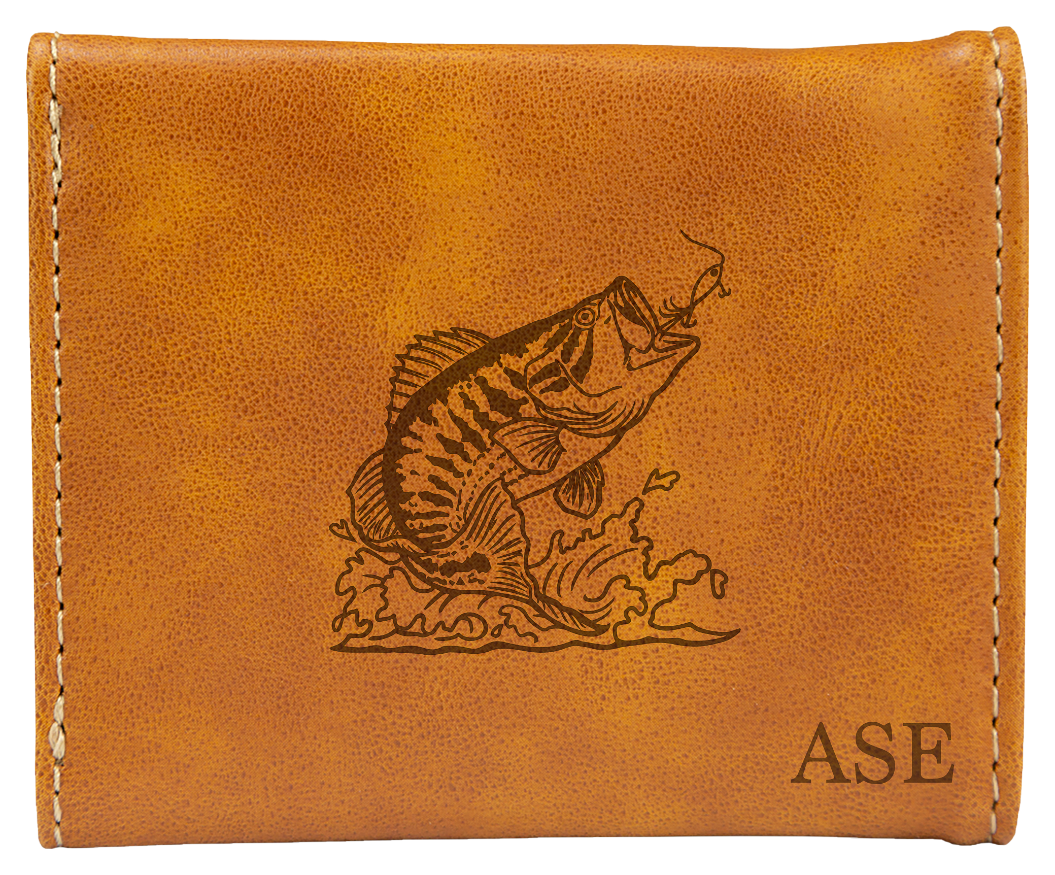 RedHead Personalized Bass Design Vegan-Leather Trifold Wallet - Brown