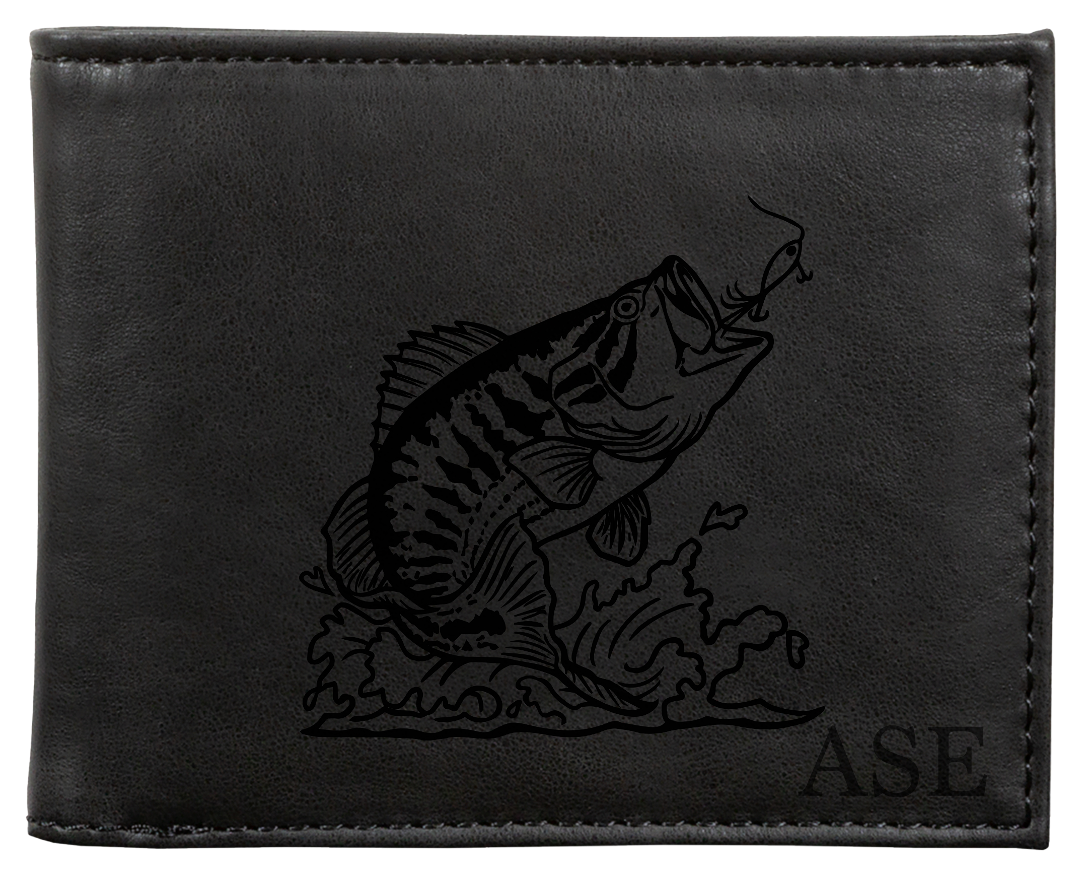 RedHead Personalized Bass Design Vegan-Leather Billfold Wallet - Black