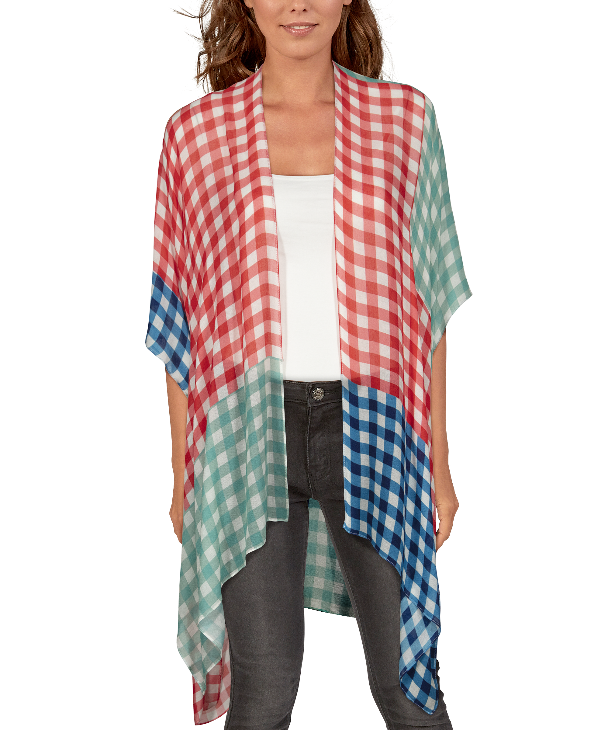 Quagga Gingham Mash-Up Ruana for Ladies