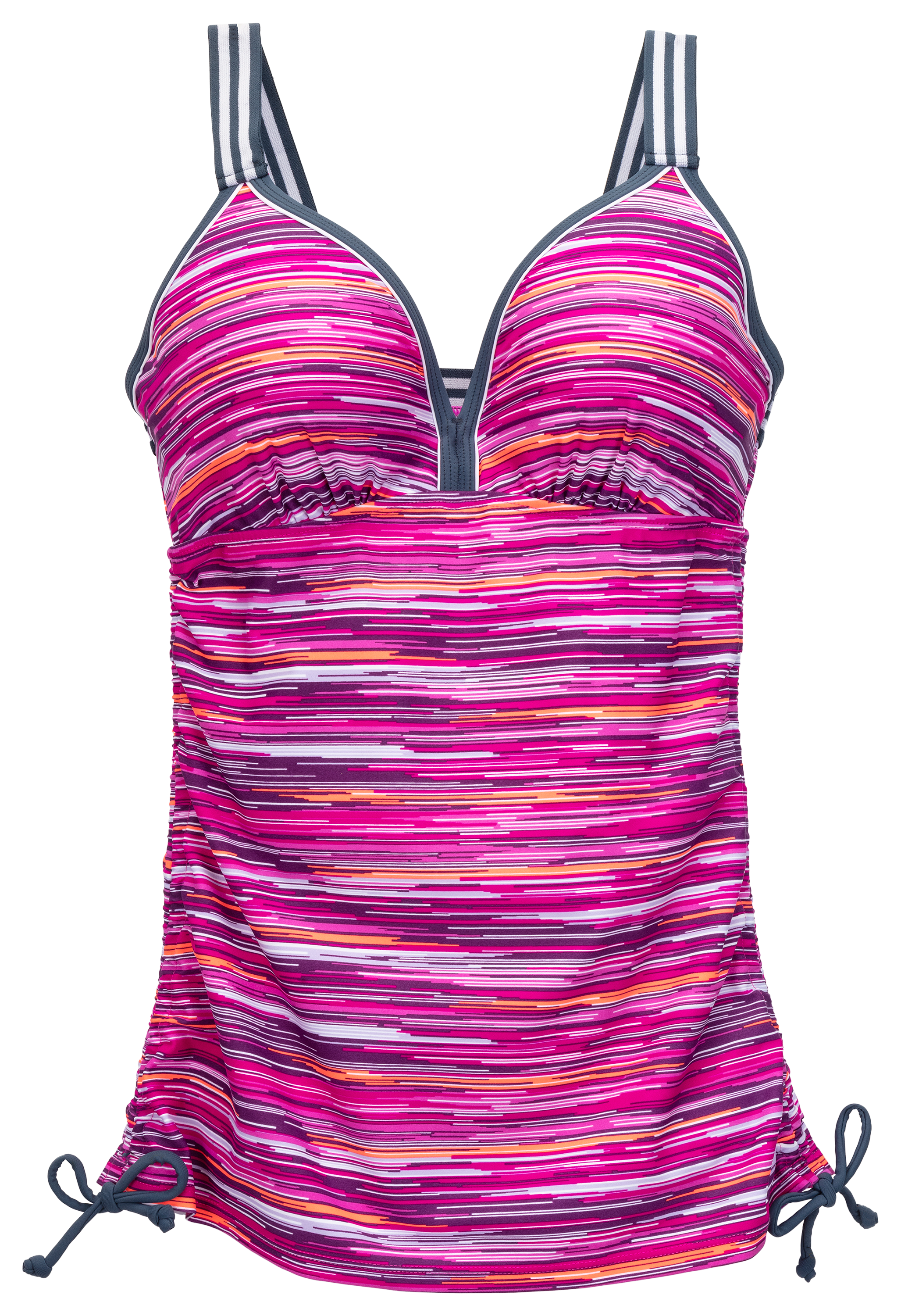 Free Country Track Stripe Tankini for Ladies - Magenta/Slate