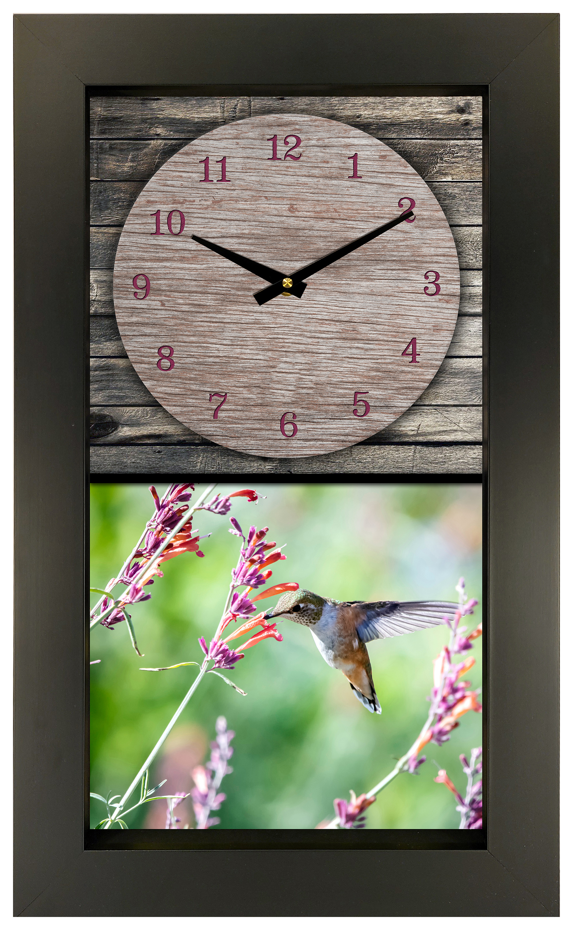 Print &Frame Hummingbird Wood Mantel Clock