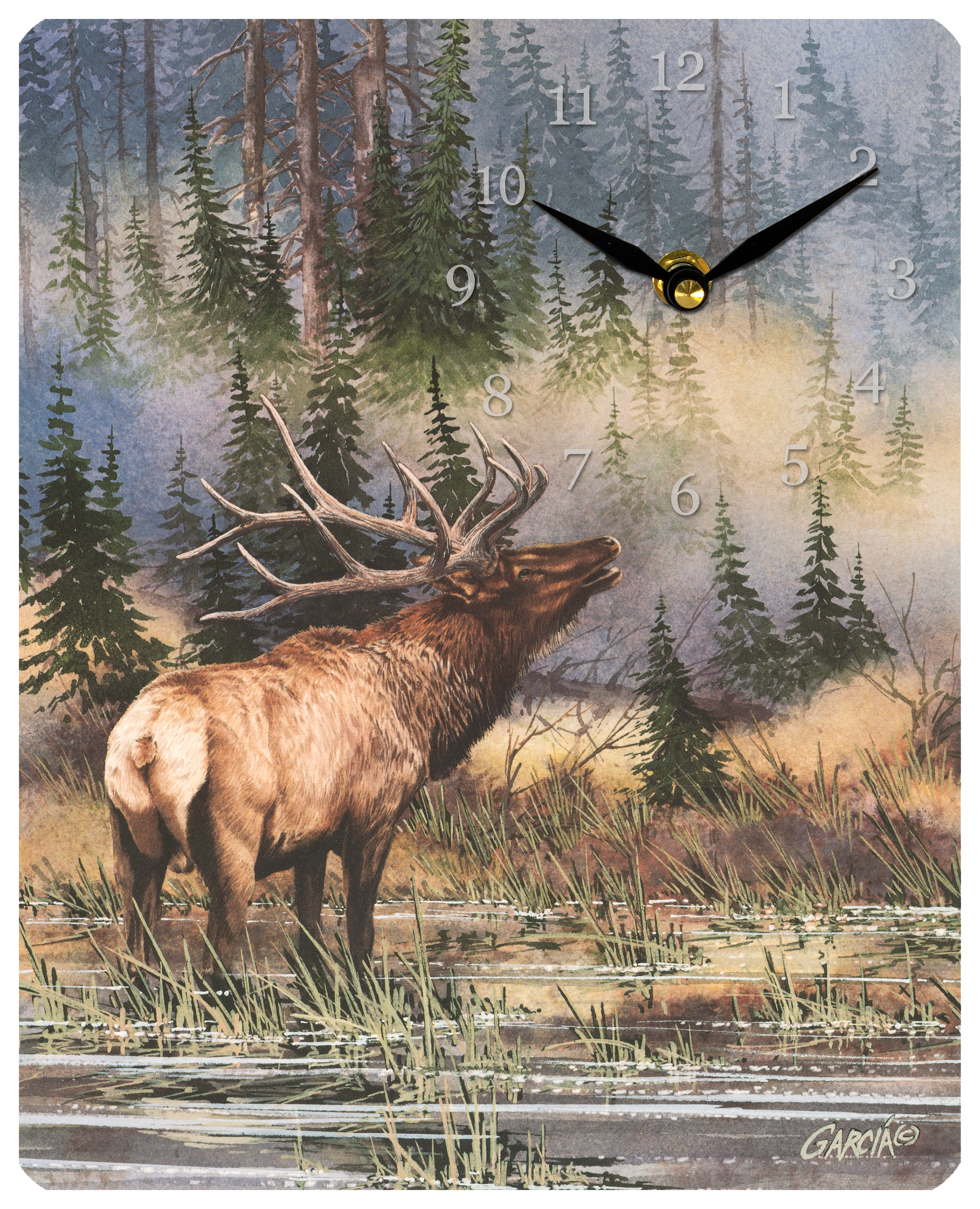 Print &Frame Elk by Joe Garcia Metal Desk Clock